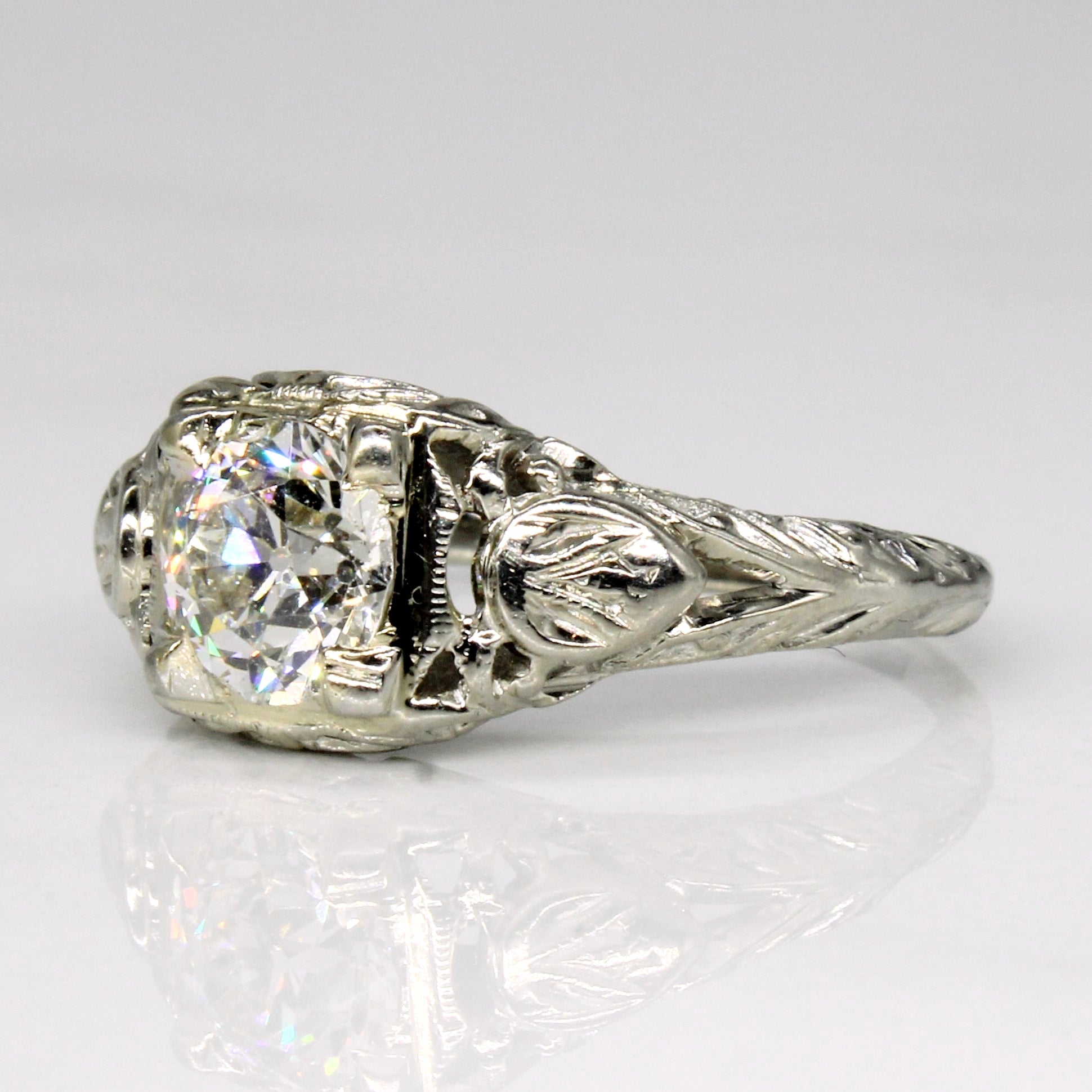 Art Deco Old European Diamond 14k Ring | 0.80ct | SZ 4.5 |