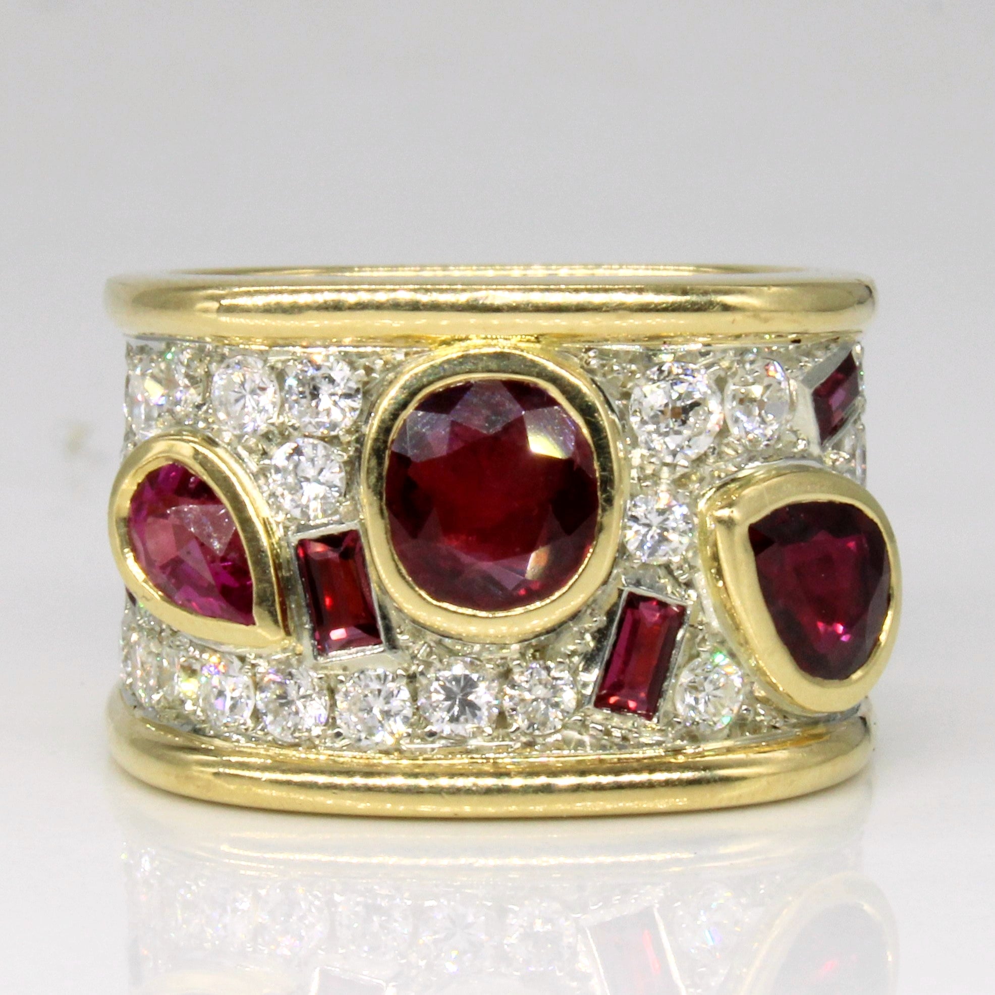 Ruby & Diamond Abstract Ring | 1.95ctw, 0.85ctw | SZ 6.25 |