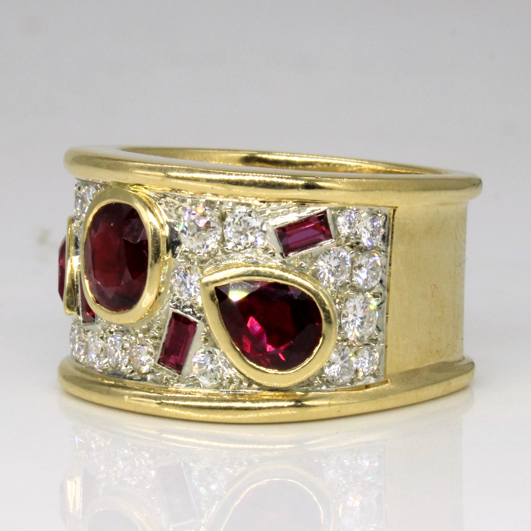 Ruby & Diamond Abstract Ring | 1.95ctw, 0.85ctw | SZ 6.25 |