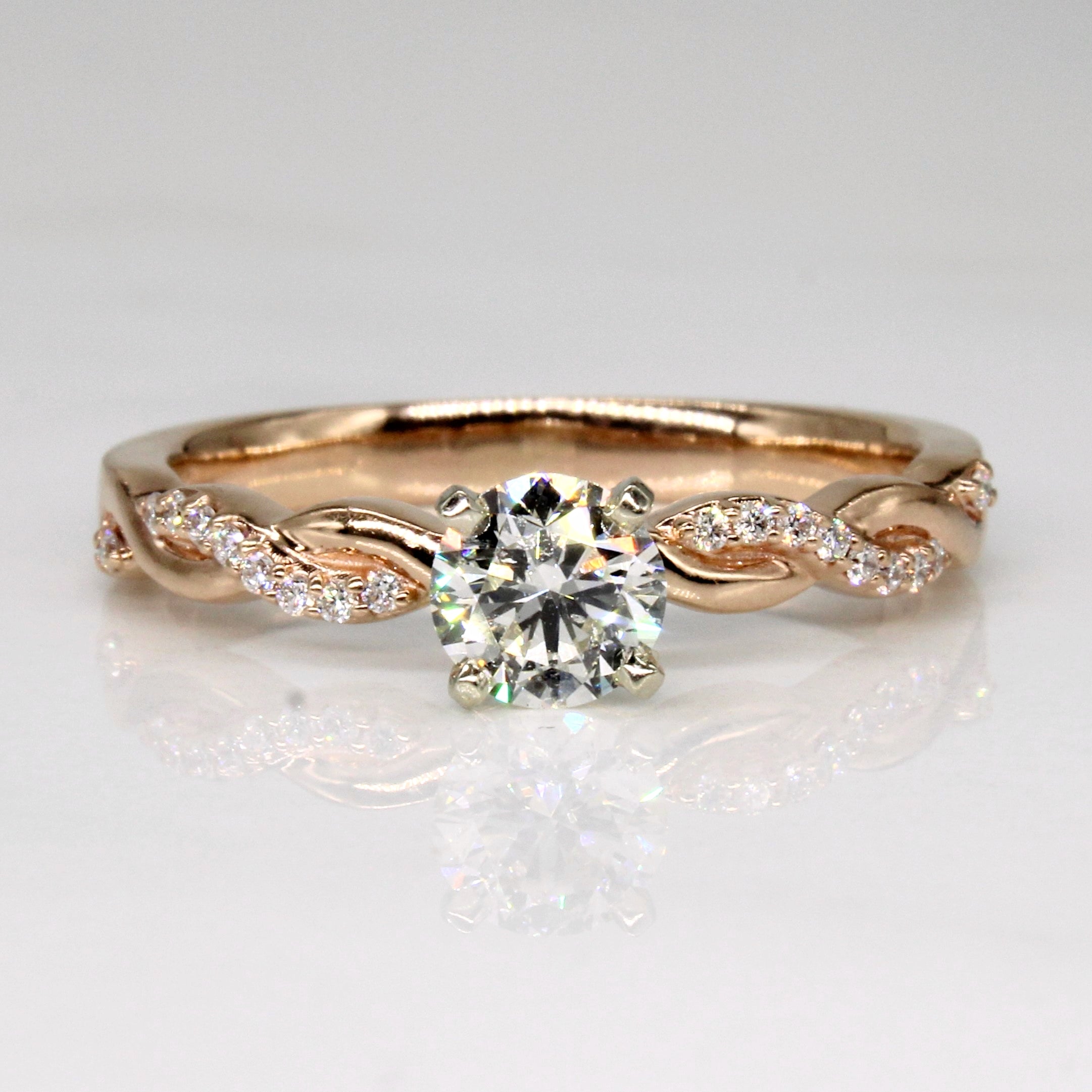 Diamond Solitaire Twisted 14k Ring | 0.73ct, 0.1ctw | SZ 9.25 |