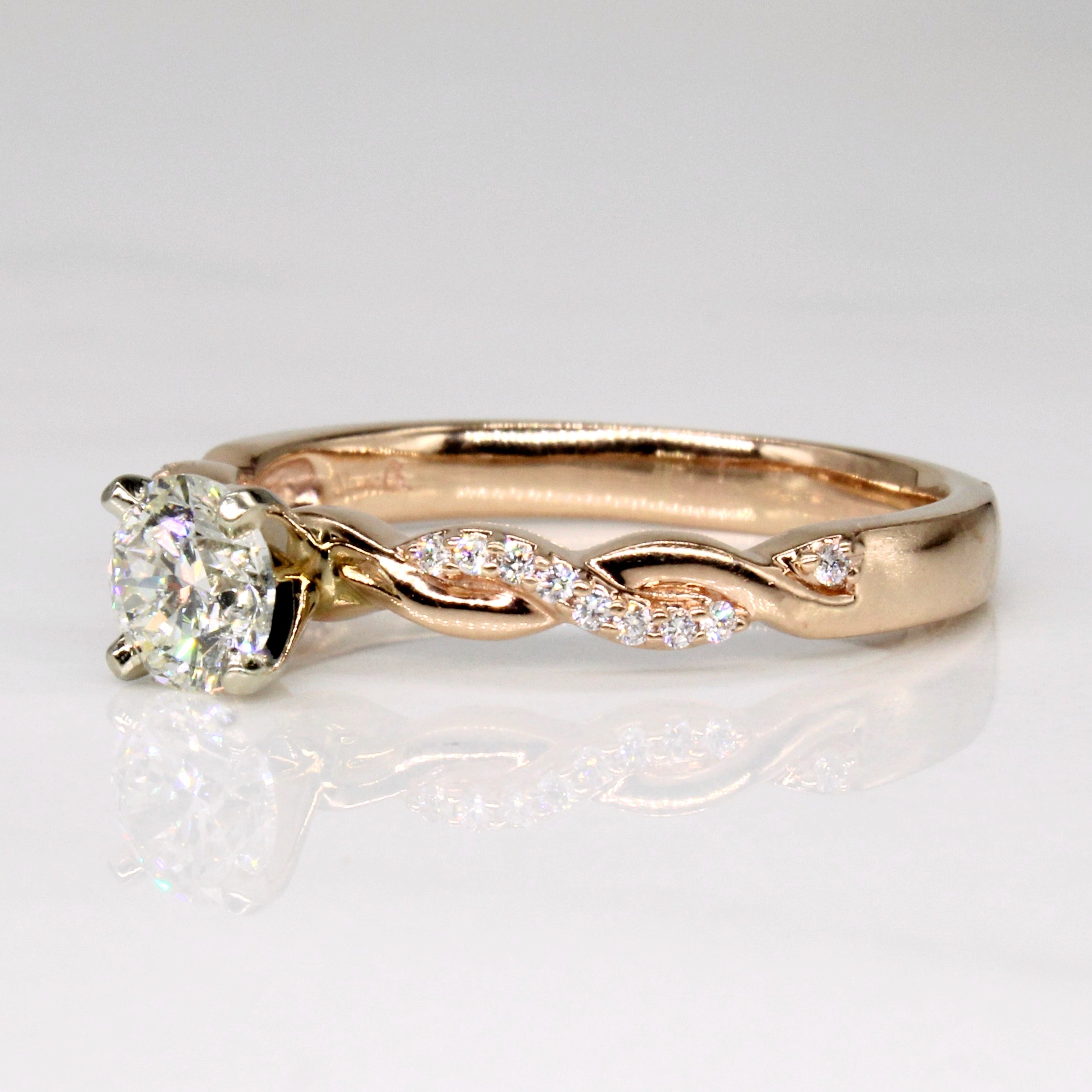 Diamond Solitaire Twisted 14k Ring | 0.73ct, 0.1ctw | SZ 9.25 |