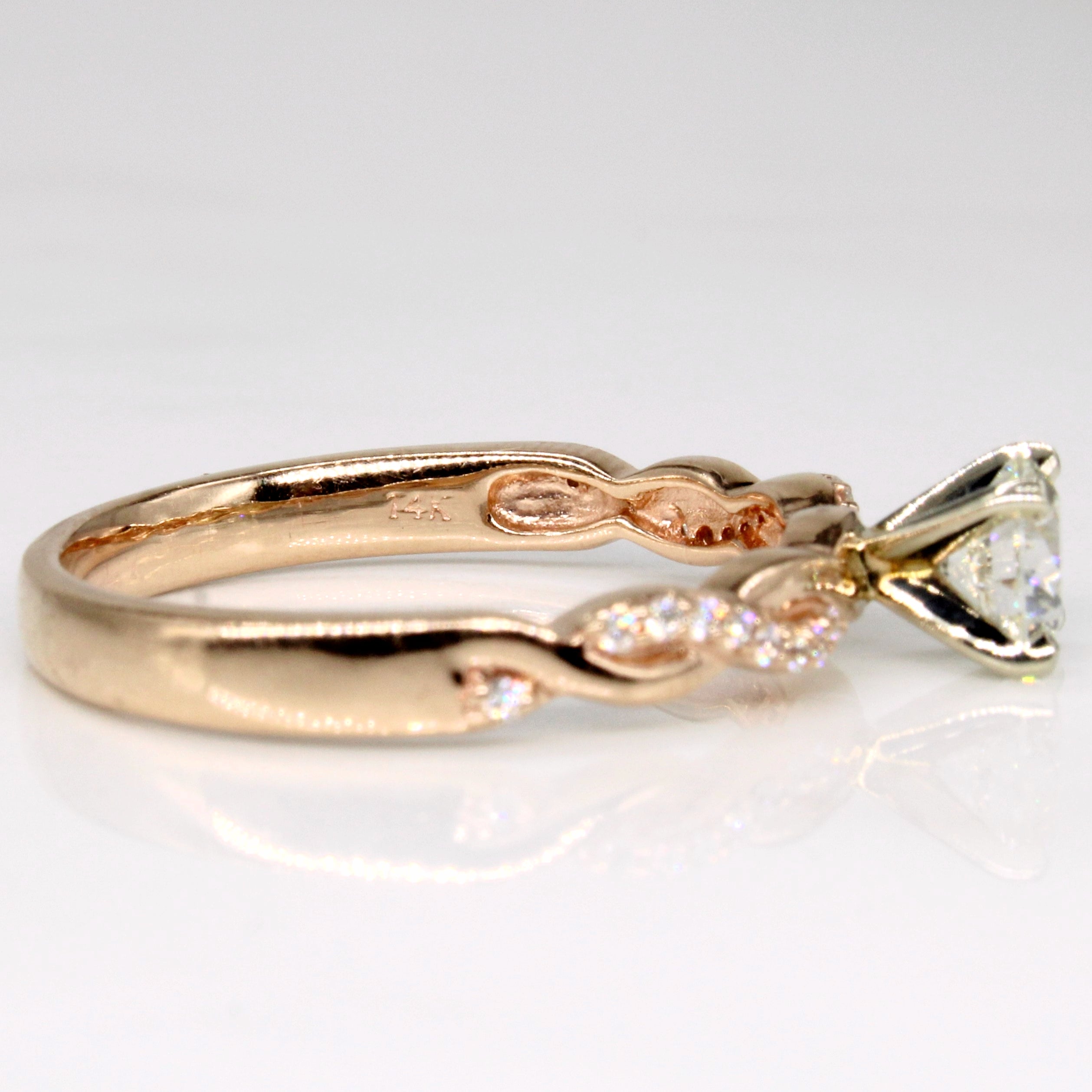 Diamond Solitaire Twisted 14k Ring | 0.73ct, 0.1ctw | SZ 9.25 |