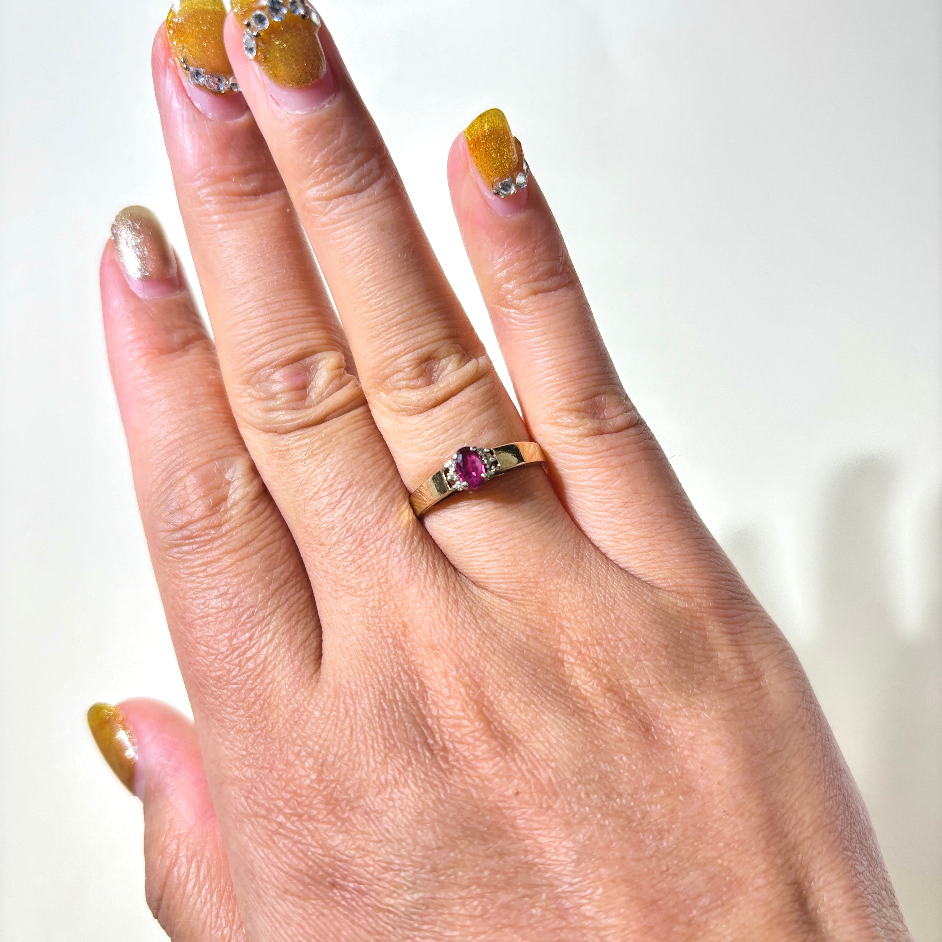 10K Oval Cut Ruby Ruby & Diamond Ring | 0.20ct, 0.03ctw | SZ 6.5