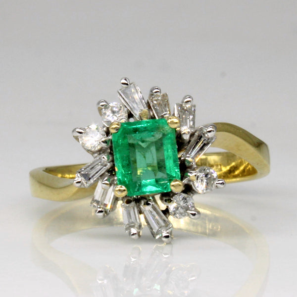 Emerald & Diamond Engagement Ring | 0.50ct, 0.34ctw | SZ 6.25 |