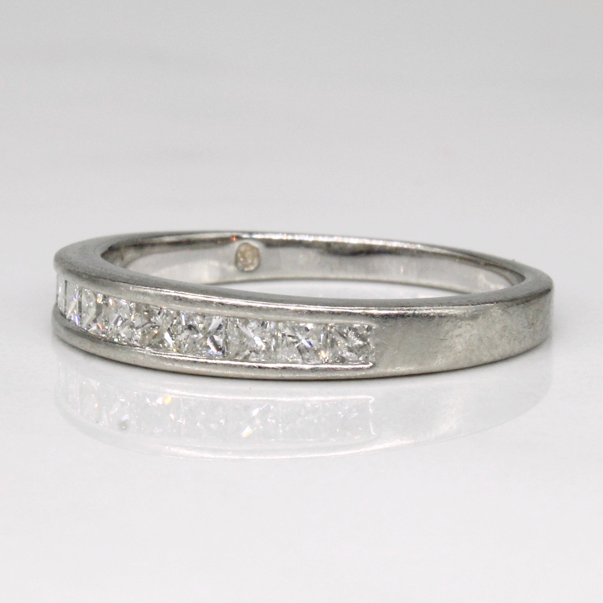 Platinum Channel Set Princess Cut Diamond Semi-Eternity Band | 0.50ctw | SZ 6.75 |