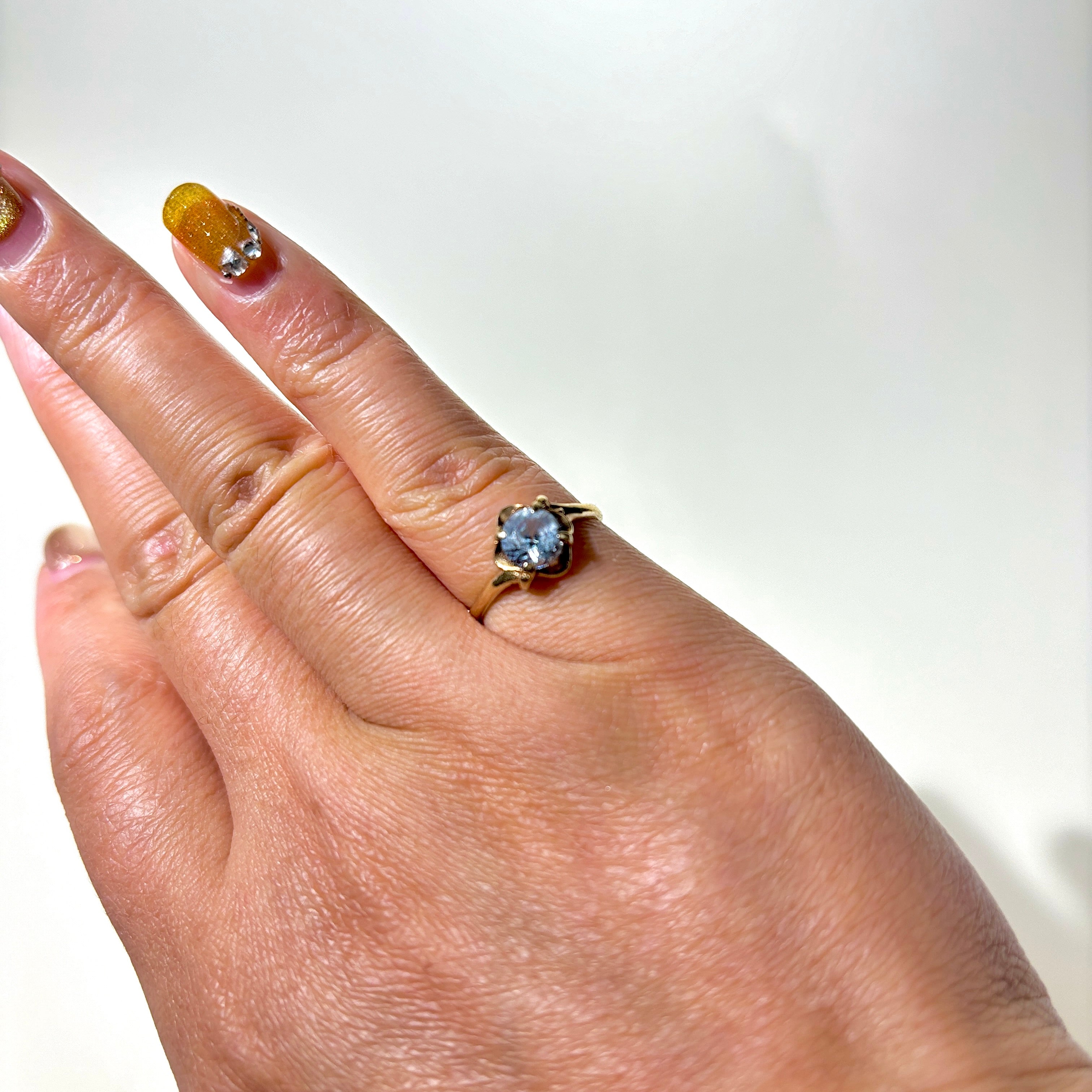 10K Round Cut Aquamarine Ring | 0.65ct | SZ 4.75