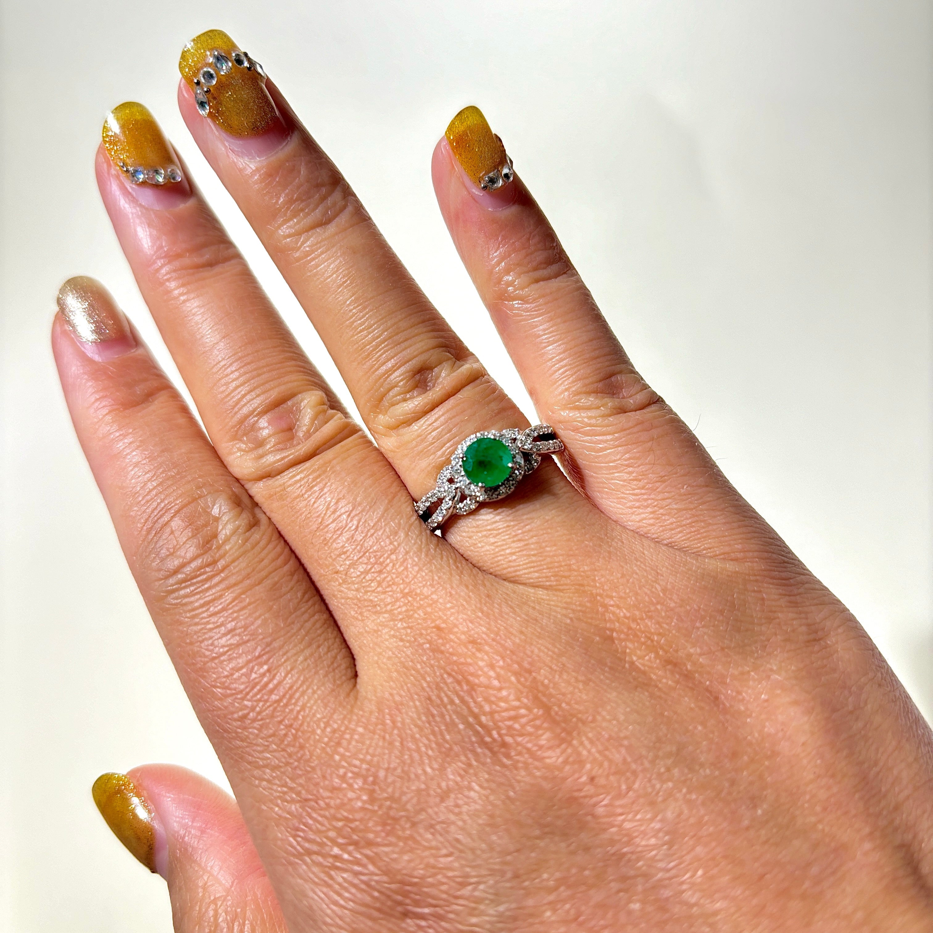 10k Emerald & Diamond Halo Ring | 0.59ct, 0.23ctw | SZ 6.5