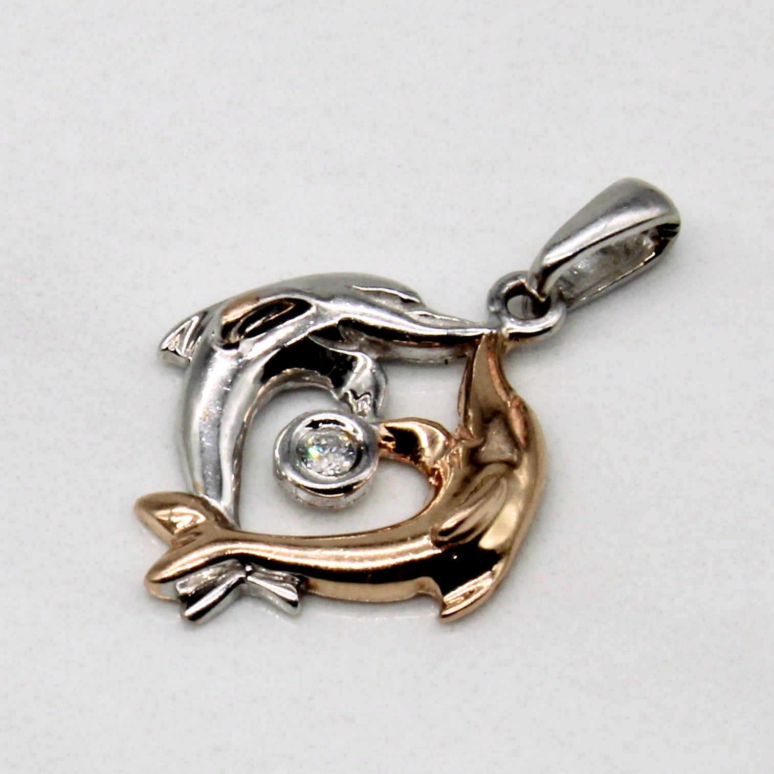 Diamond Twin Dolphin Pendant | 0.03ct |