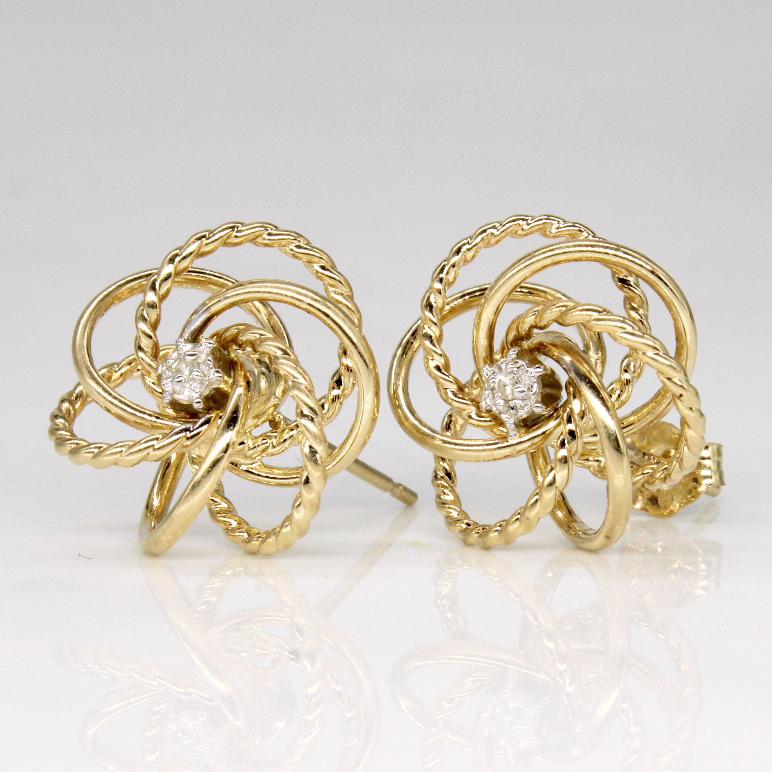 Diamond Spiral Flower 14k Earrings | 0.02ctw |