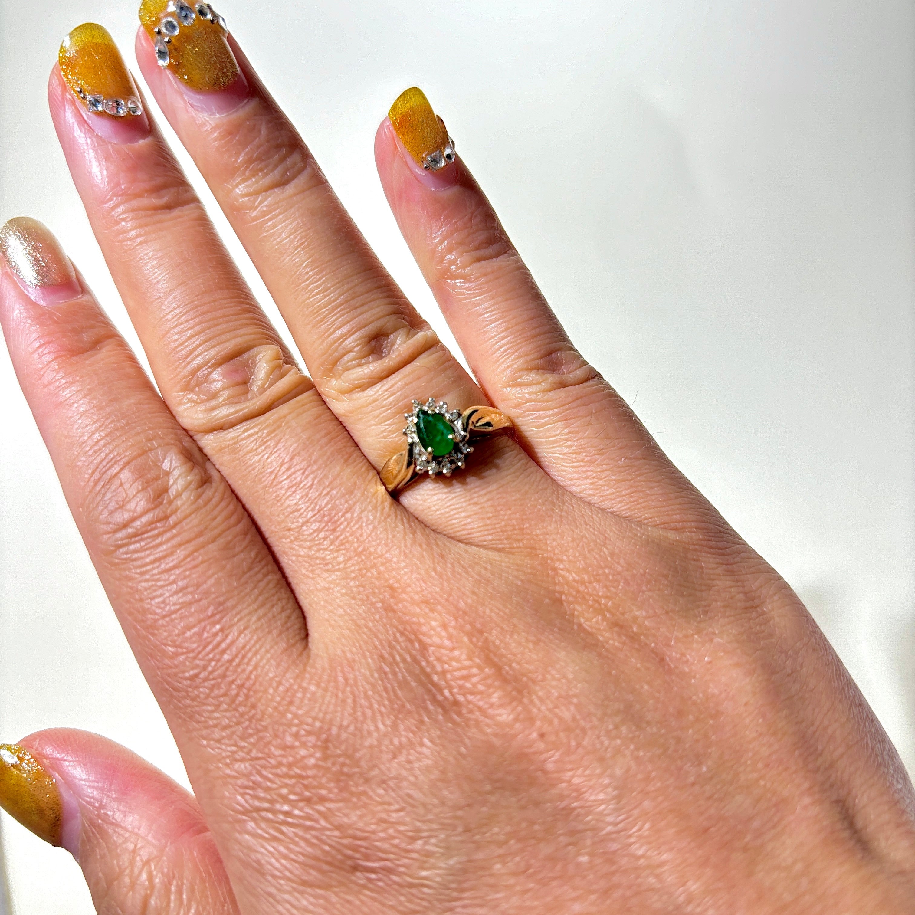 10k Yellow Gold Emerald & Diamond Ring | 0.38ct, 0.055ctw| SZ 6