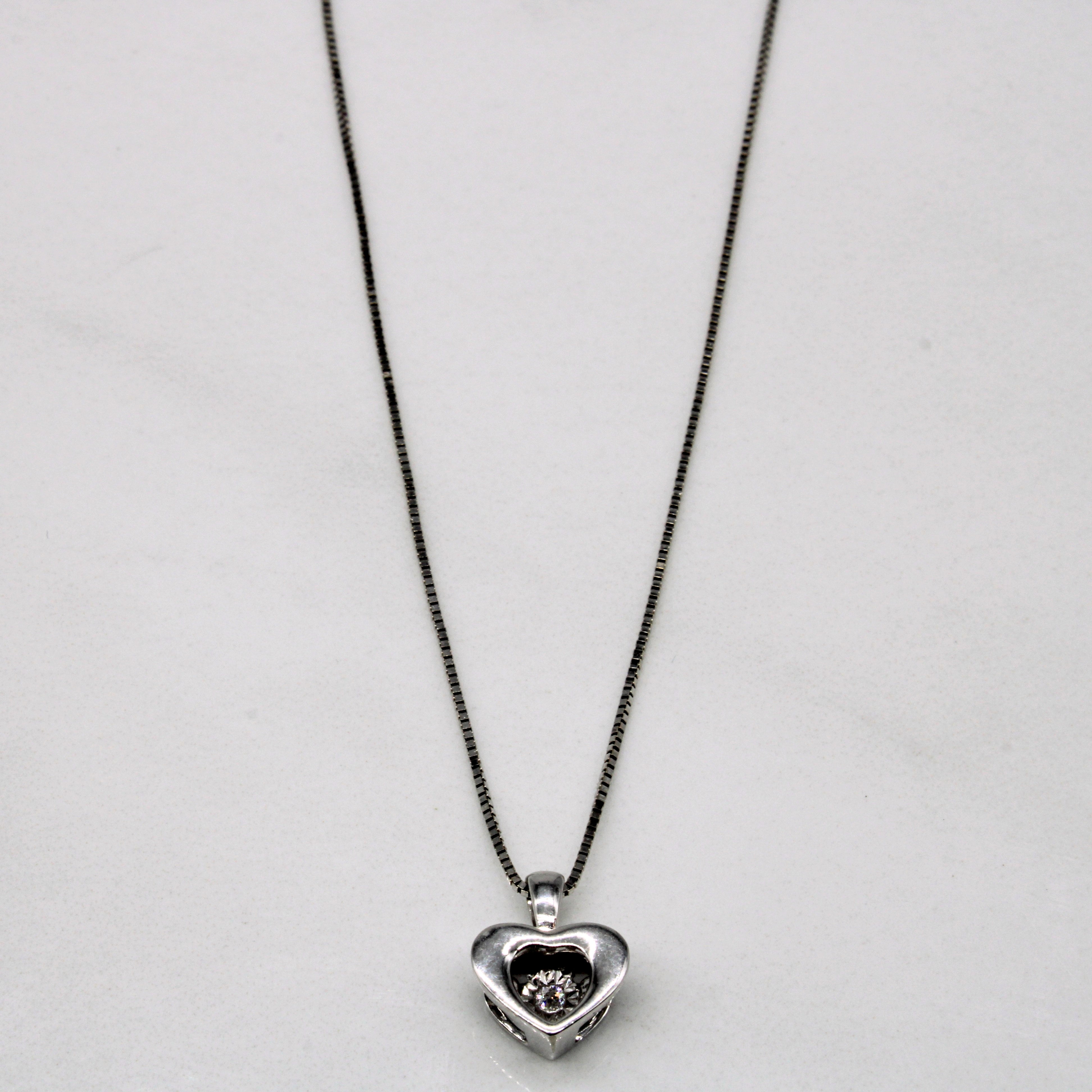 Diamond Heart Pendant & Necklace | 0.02ct | 18" |