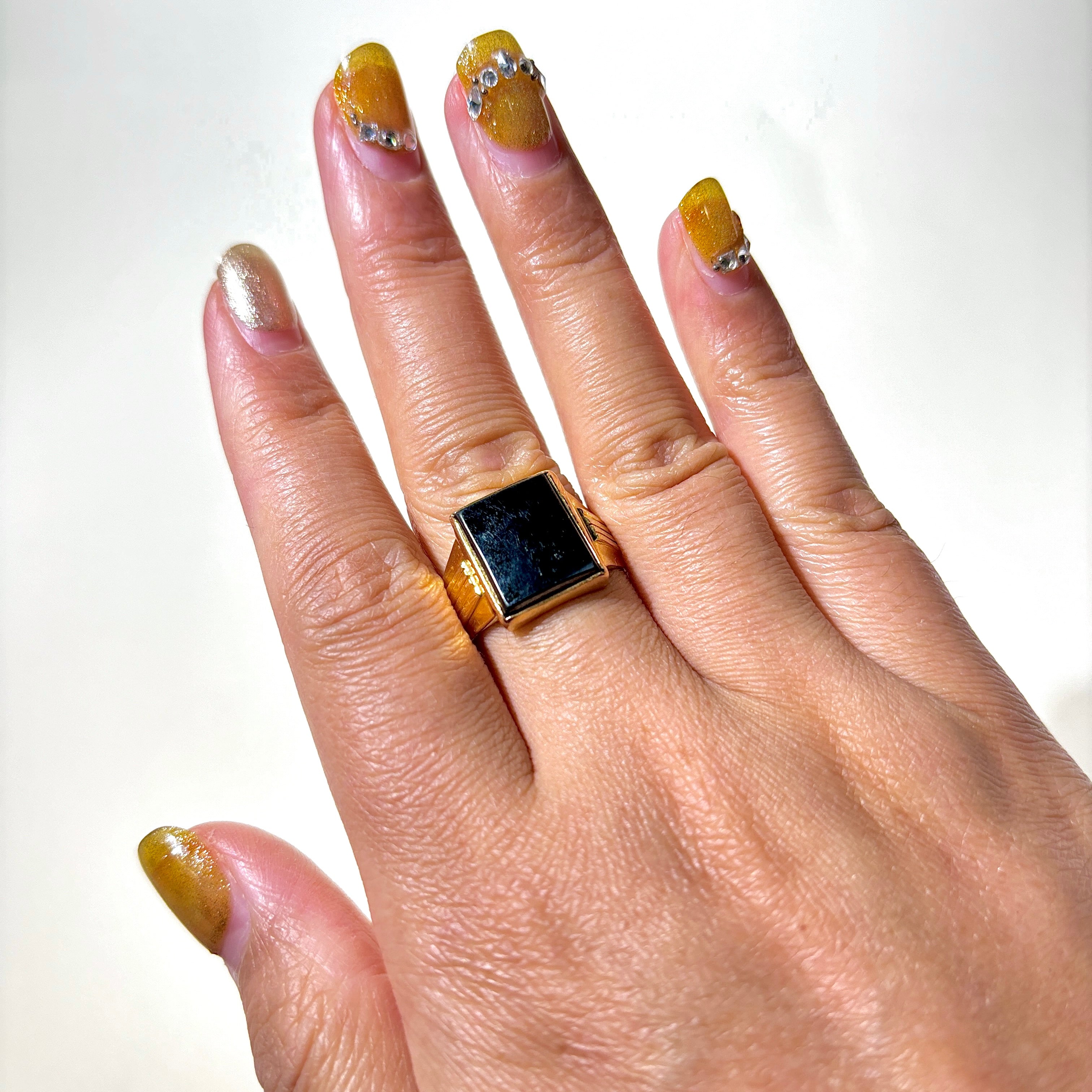 Hematite Grooved Signet Ring | 6.44ct | SZ 8.5