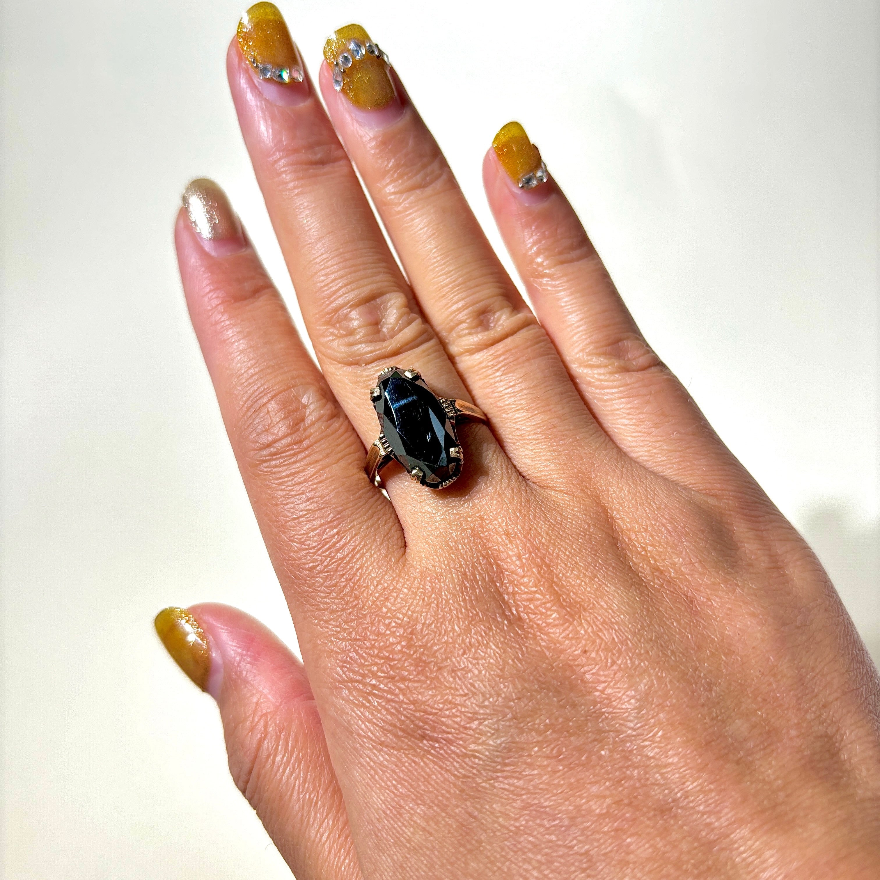Oval Cut Hematite Cocktail Ring | 5.33ct | SZ 8.75