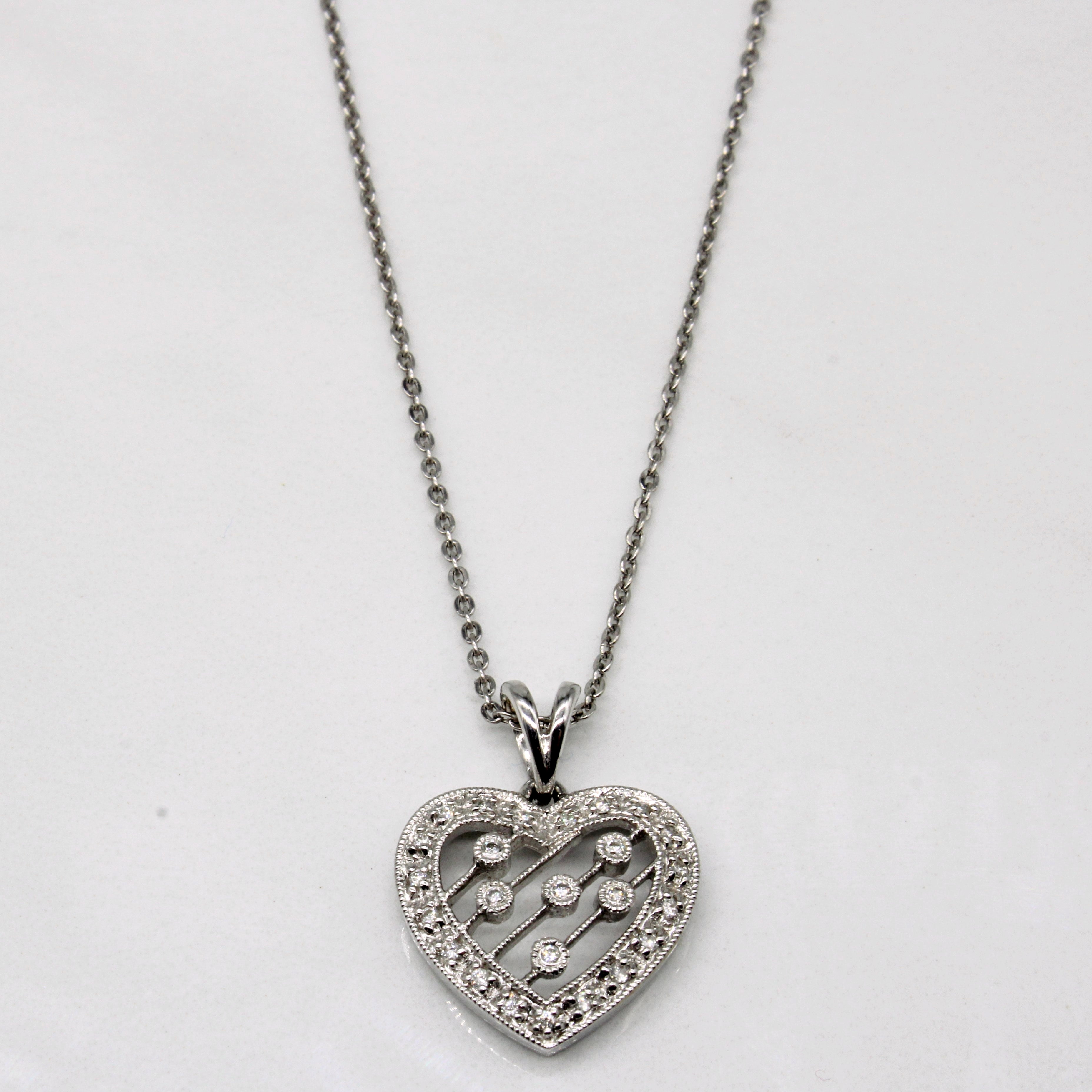 Diamond Pave Heart Pendant & Necklace | 0.12ctw | 18" |
