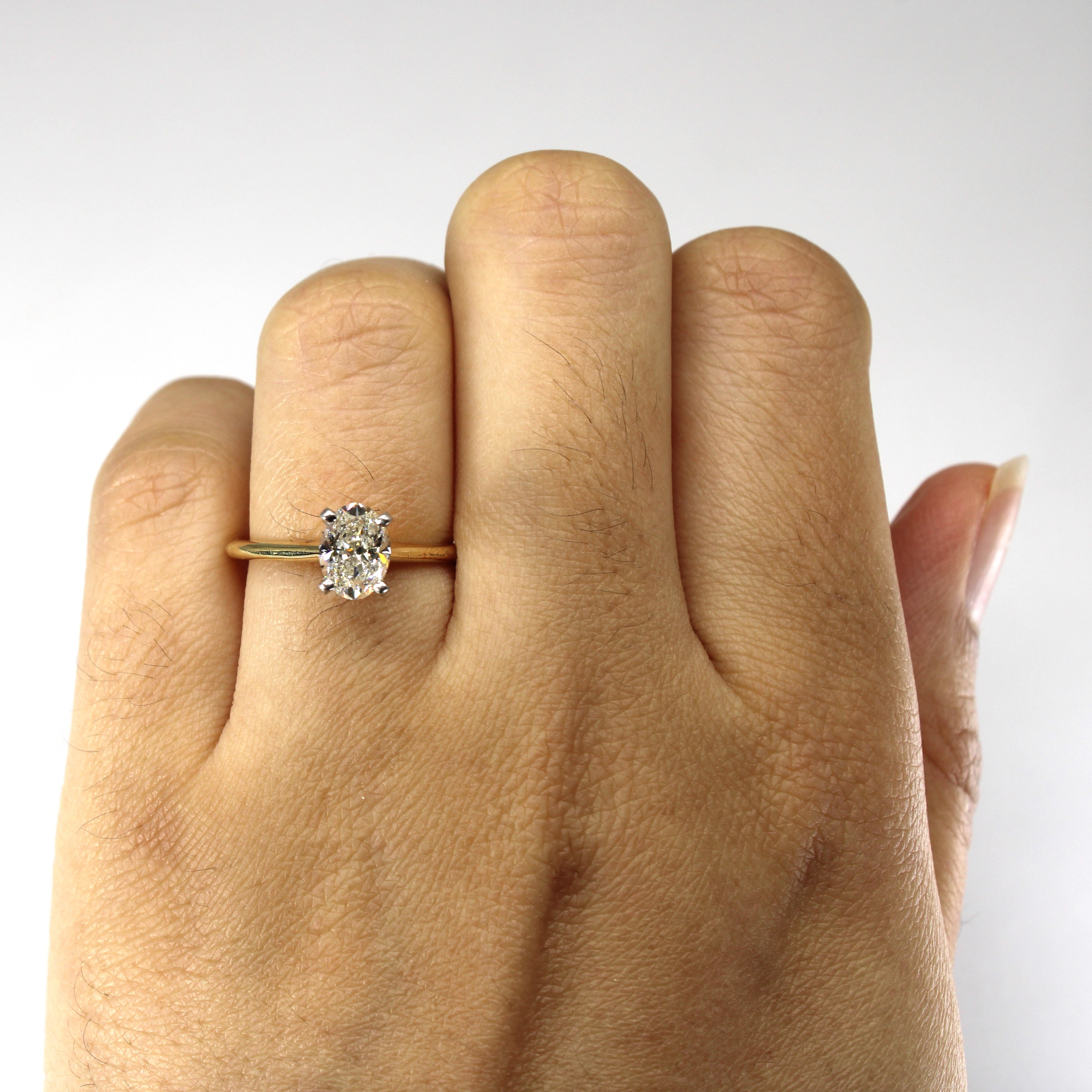 Bague de fiançailles avec diamant ovale certifié GIA | 1,00 ct VS1 K | Taille 5,25 |
