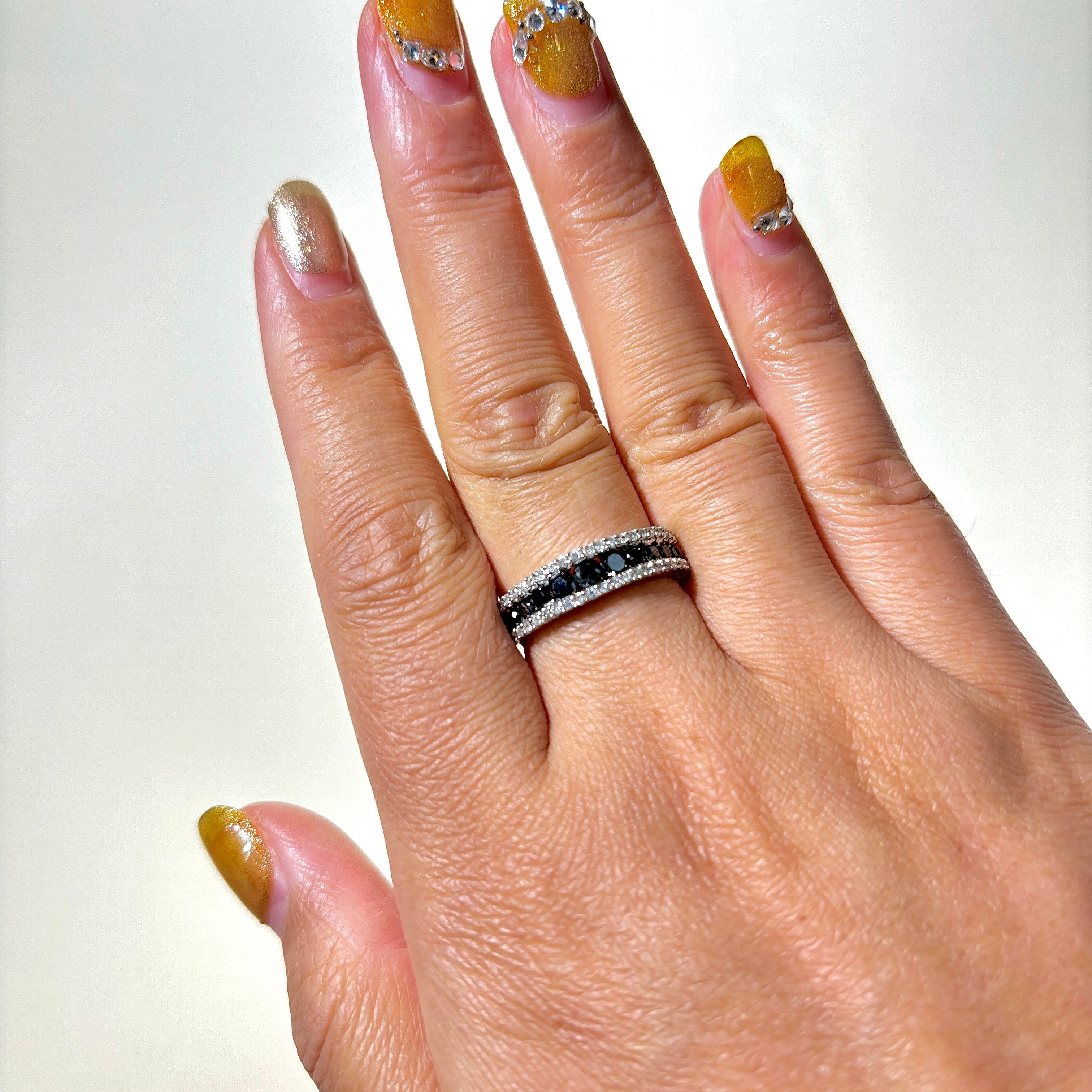 'Effy' Channel Set Black & White Diamond Ring | 0.55ctw, 0.14ctw | SZ 7.25