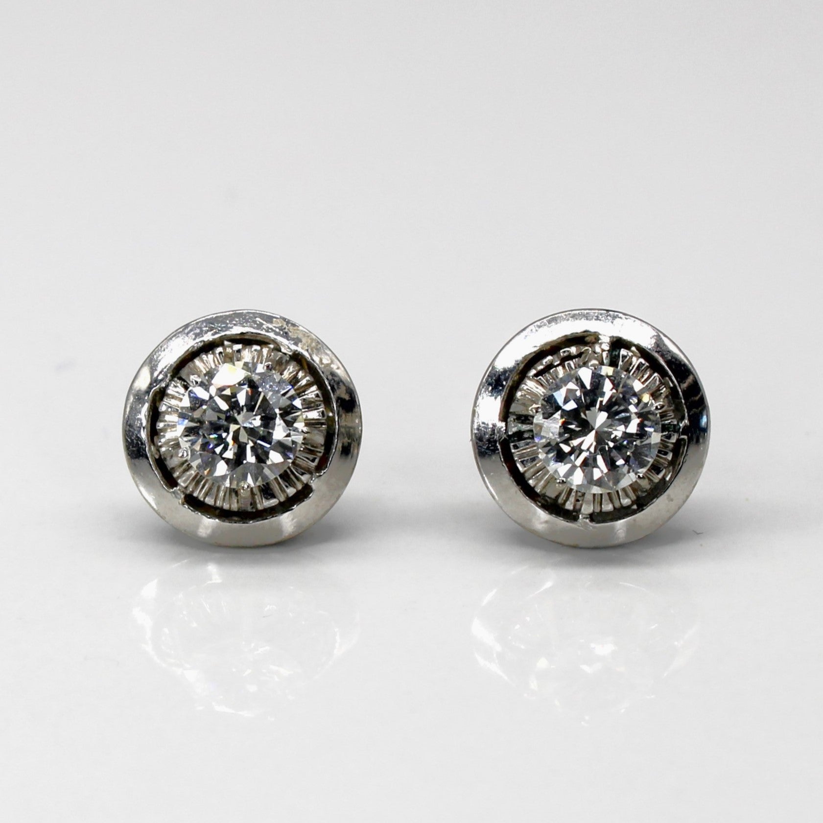 Boucles d'oreilles solitaires en diamant | 1,08 ct VS1/VS2 K/LI/J |