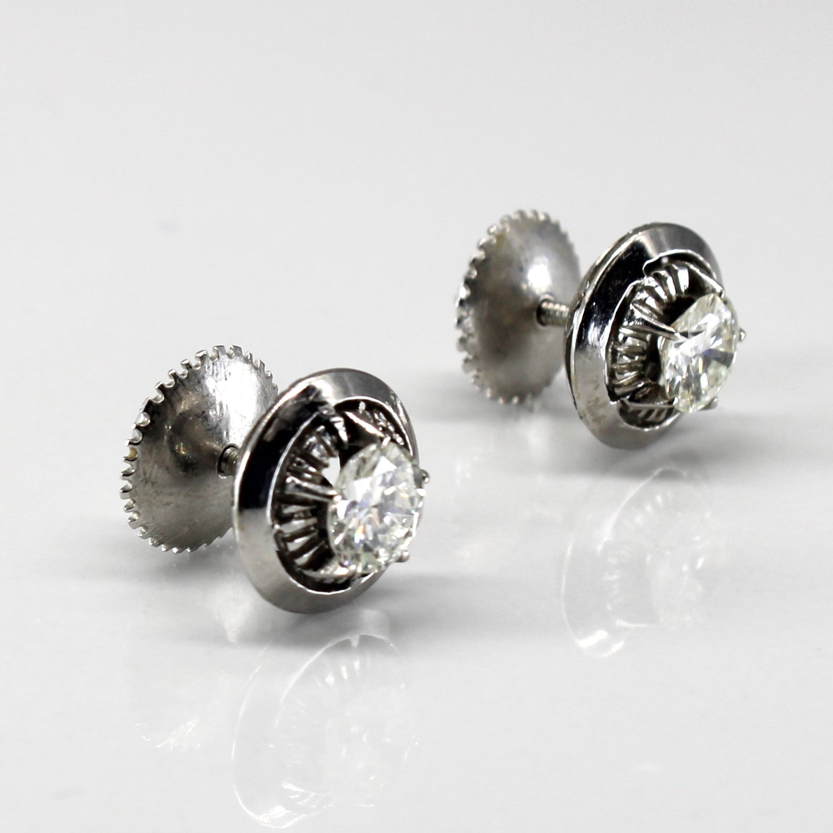Boucles d'oreilles solitaires en diamant | 1,08 ct VS1/VS2 K/LI/J |