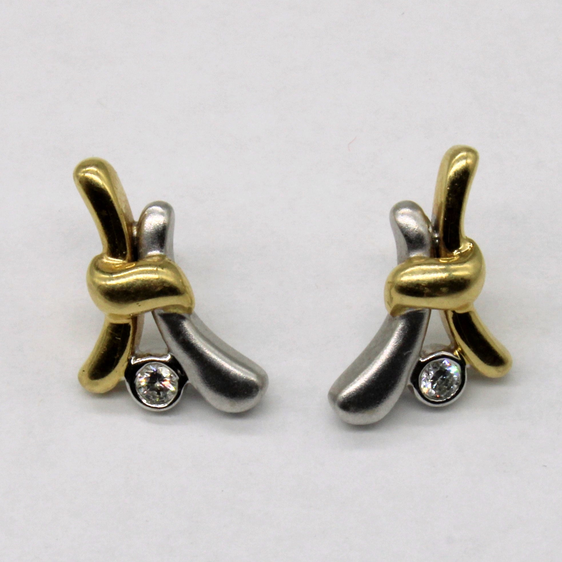 Two Toned Diamond Stud Earrings | 0.10ctw |