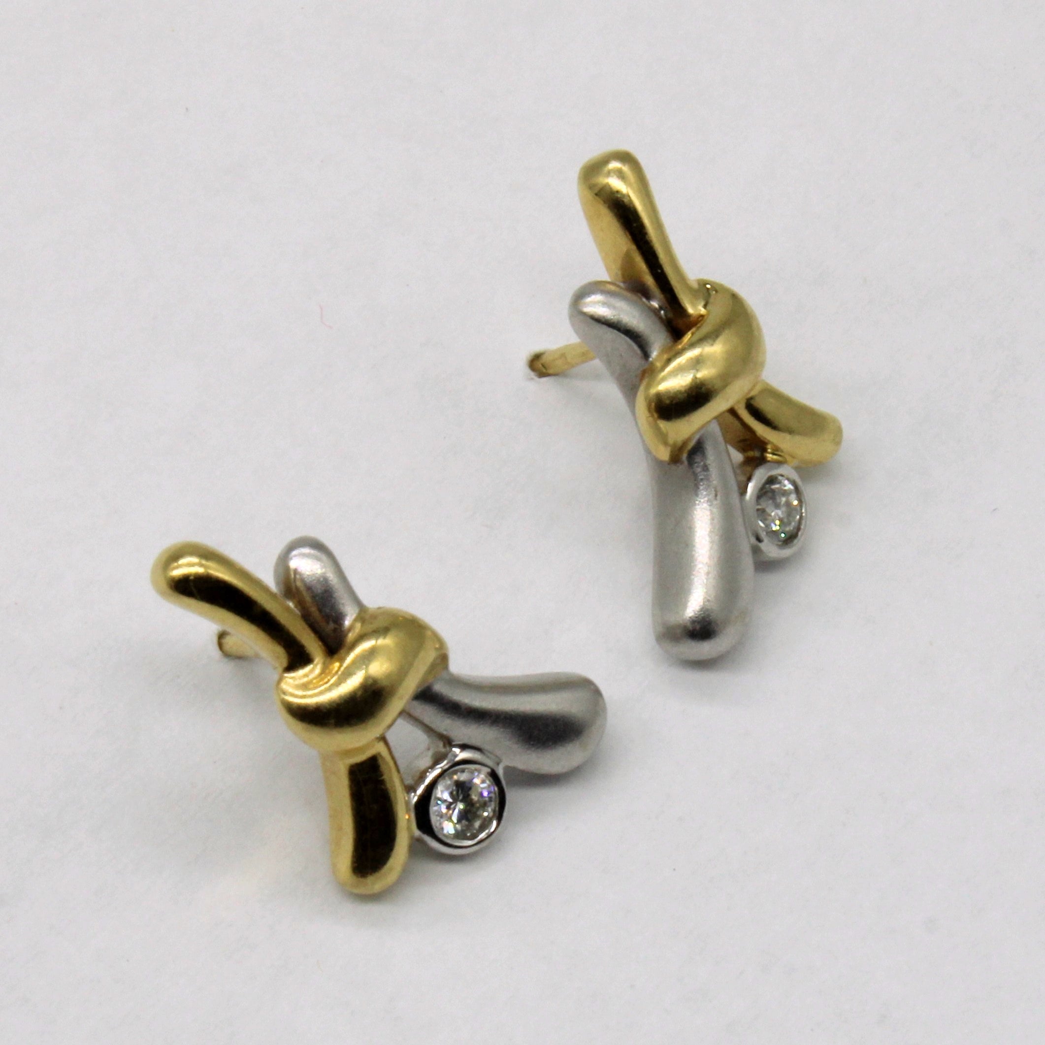 Two Toned Diamond Stud Earrings | 0.10ctw |