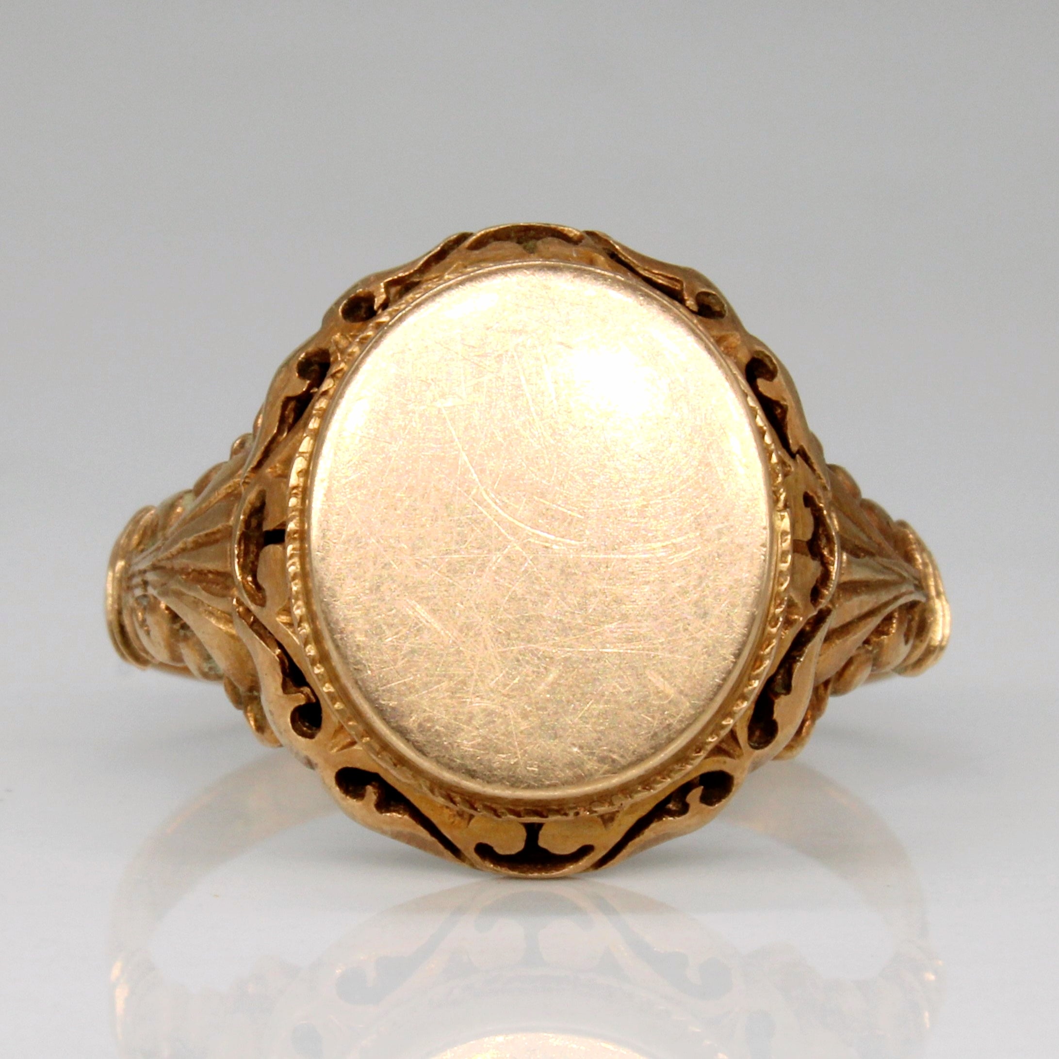 Hungarian Hallmarked 14k Yellow Gold Blank Signet Ring | SZ 12.75 |