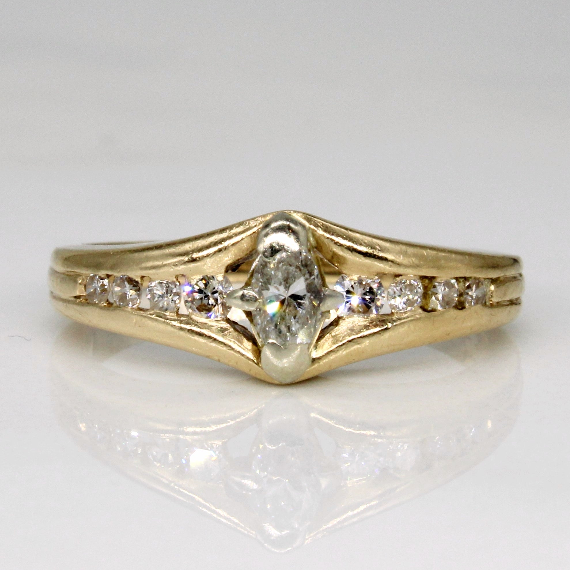 Bague en diamant taille marquise | 0,25 ct | Taille 5 |