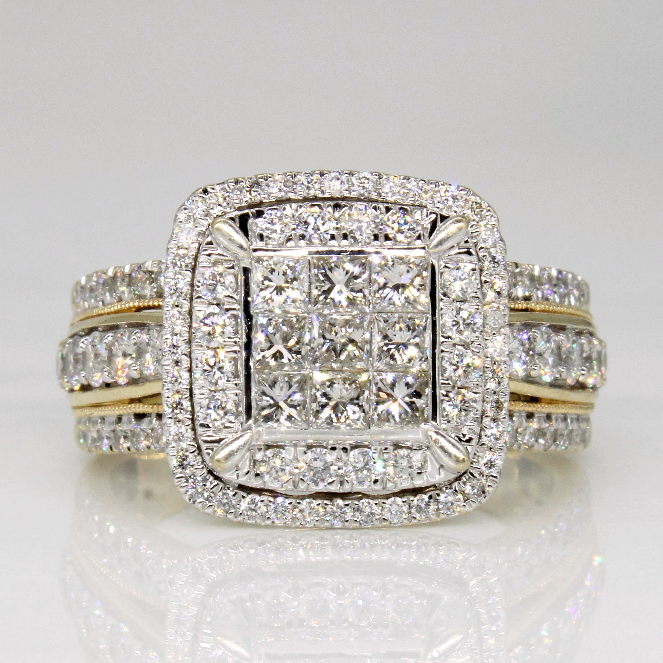 Bague en or 14 carats sertie de diamants | 2,00 ct | Taille 10,5 |