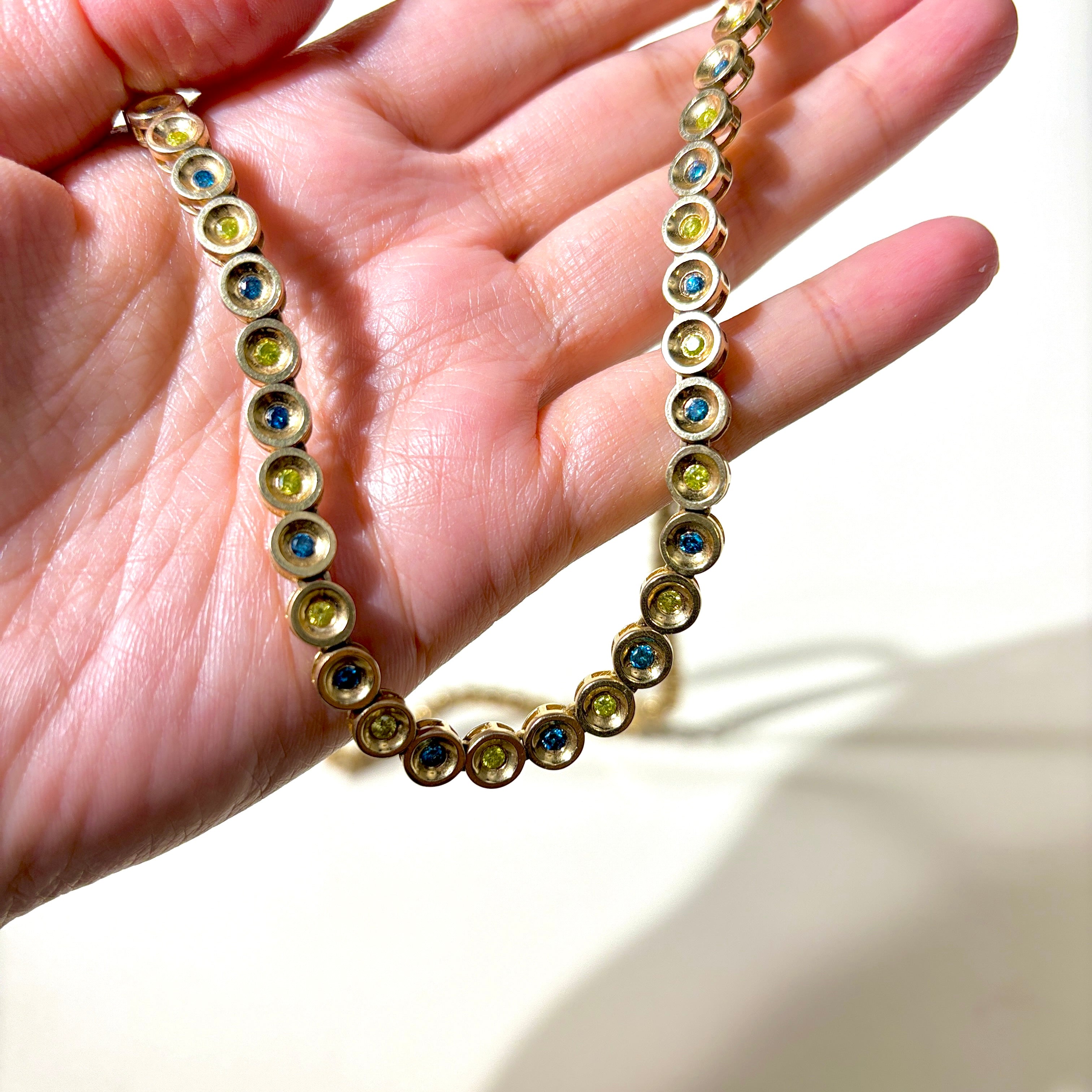 Yellow & Blue Diamond Eternity Necklace | 2.65ctw, 2.60ctw | 29"