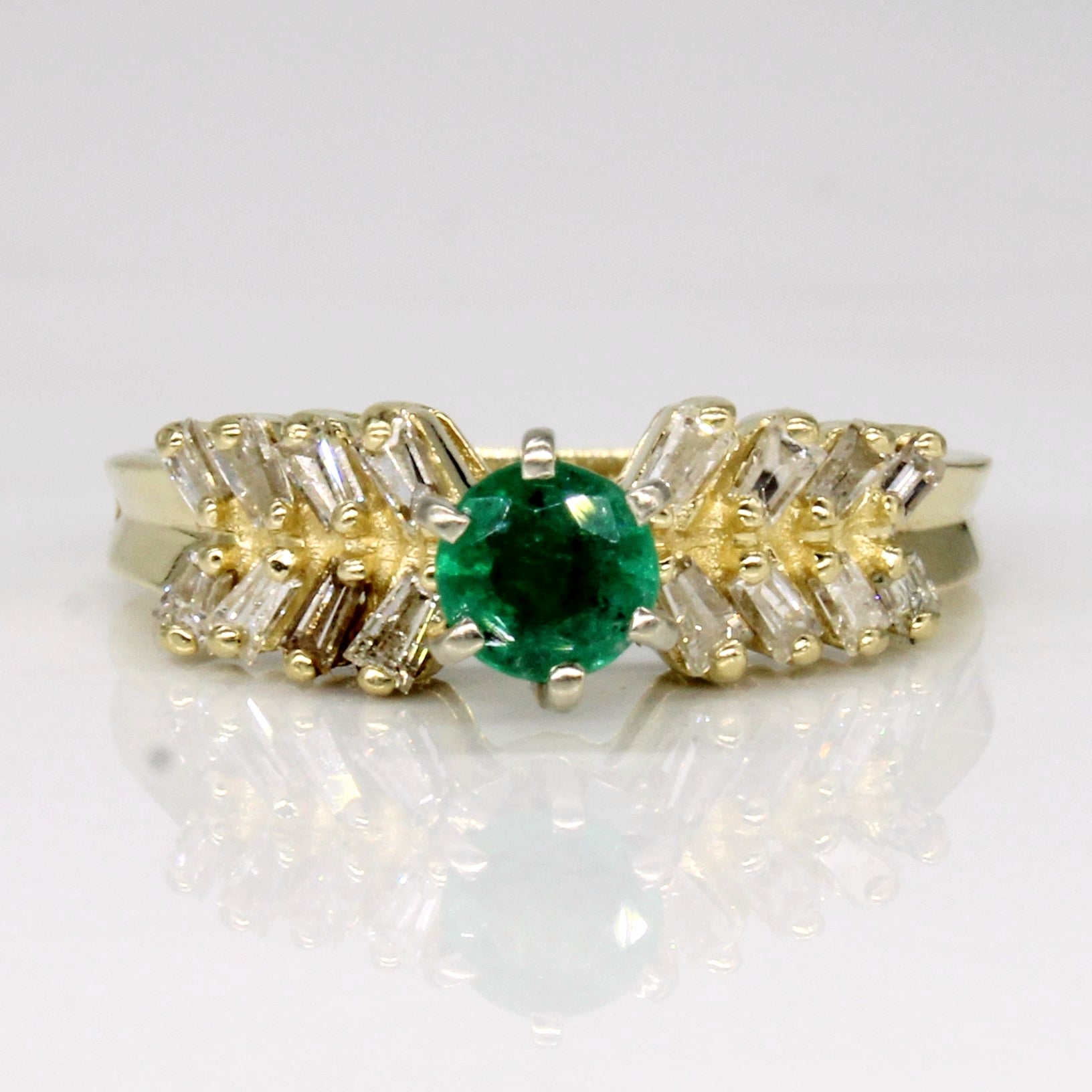 Emerald & Diamond 14k Ring | 0.25ct, 0.16ctw | SZ 5.5 |
