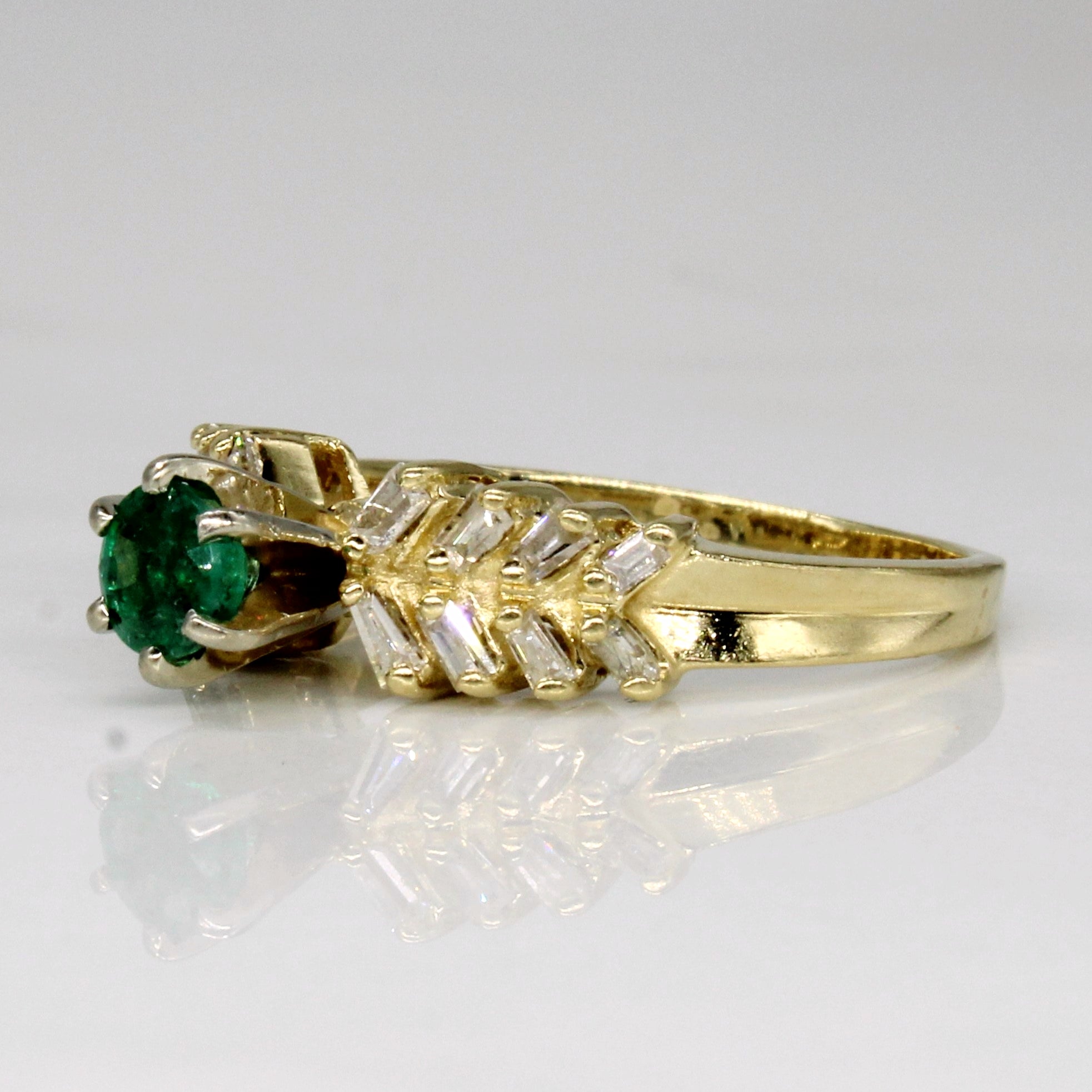 Emerald & Diamond 14k Ring | 0.25ct, 0.16ctw | SZ 5.5 |