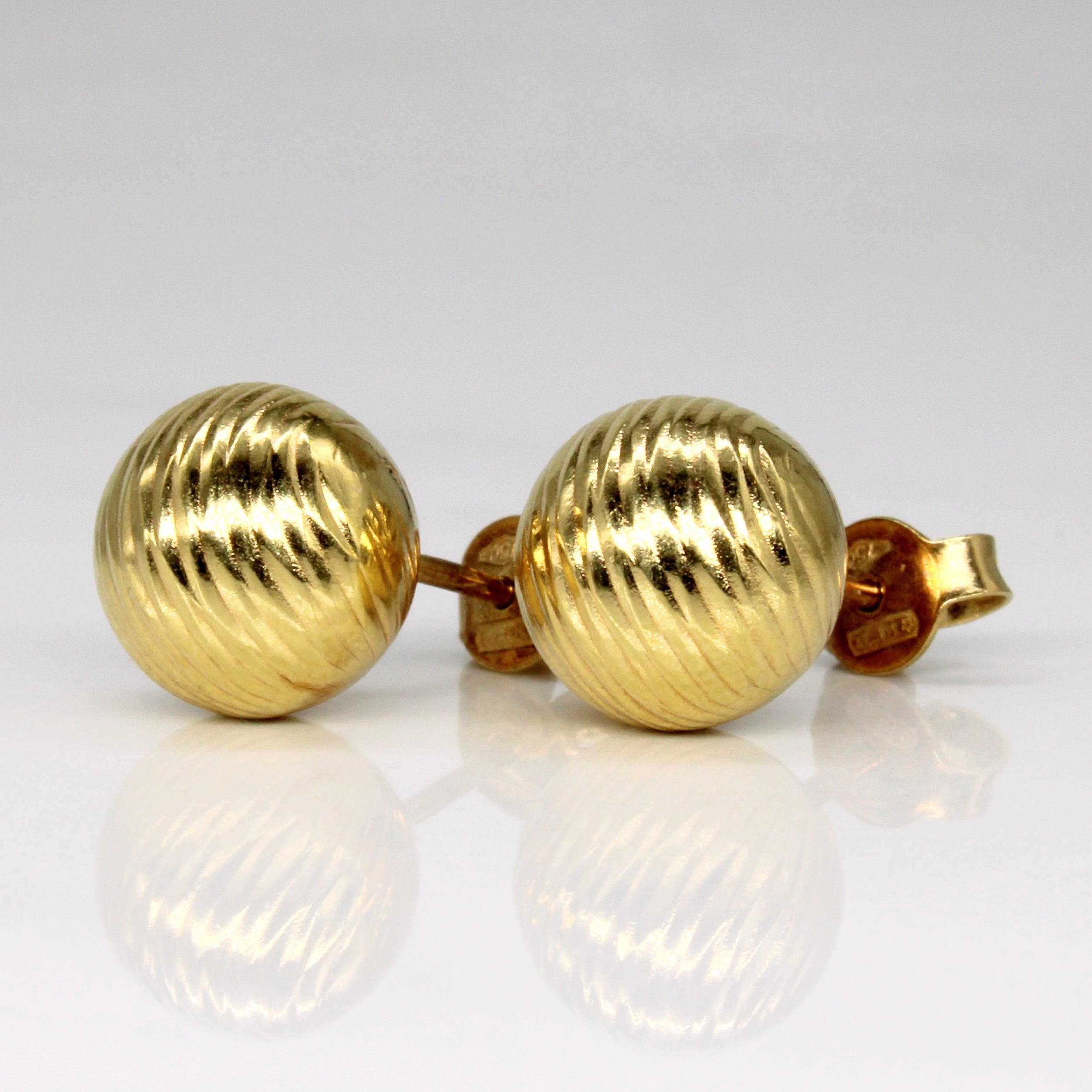 18k Yellow Gold Sphere Stud Earrings