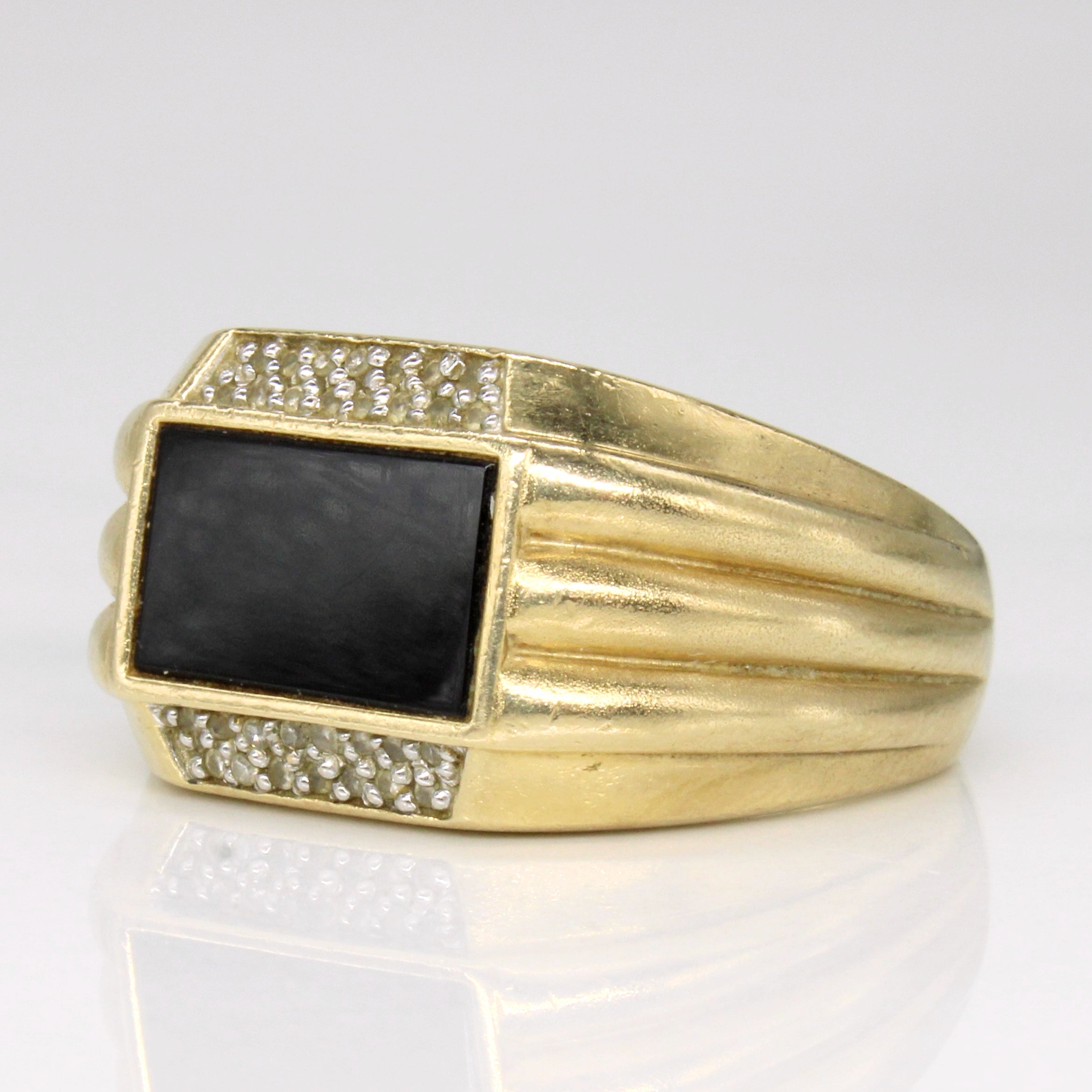 Diamond and Black Onyx Cocktail 14k Ring | 0.09 ct, 2.30ct | SZ 10 |