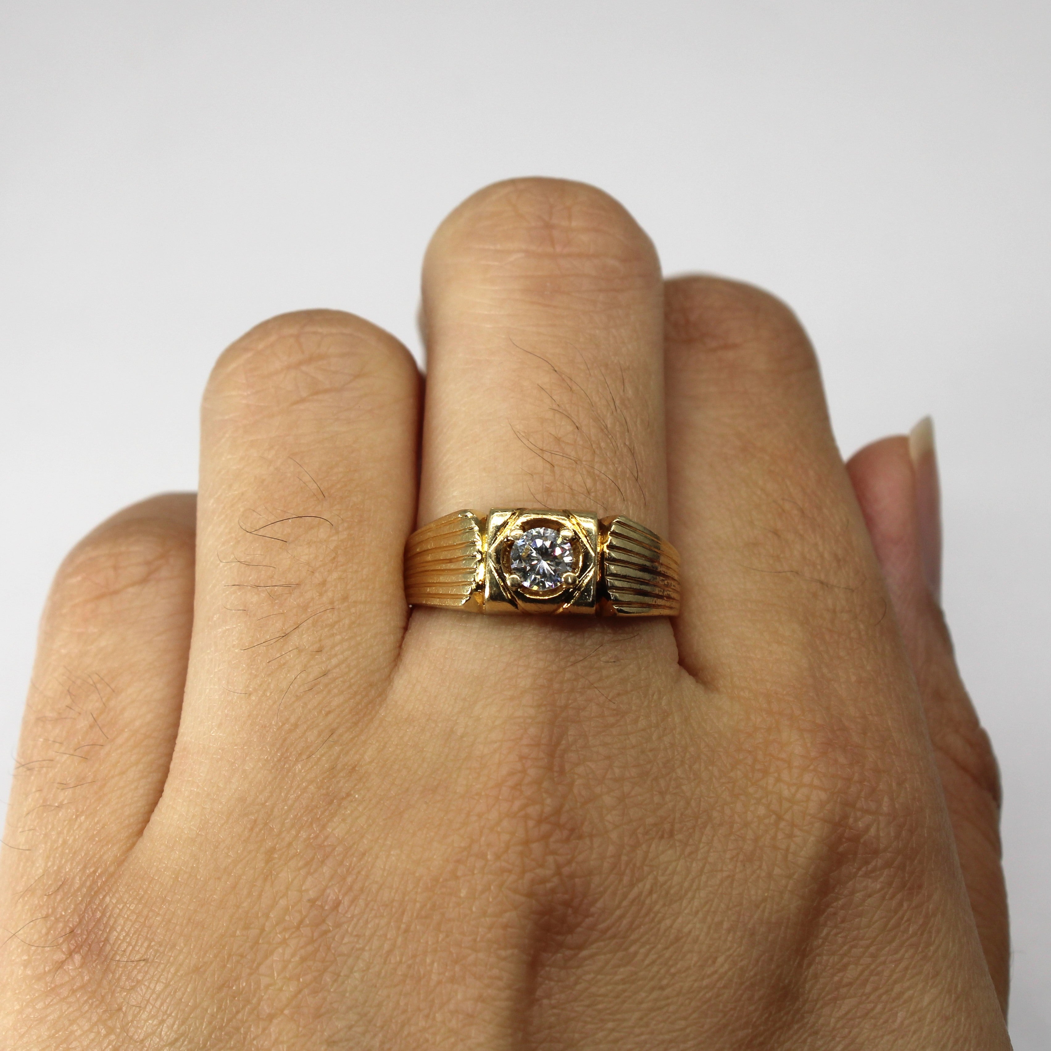 Solitaire Diamond Gold Ring | 0.34ct | SZ 9.5 |