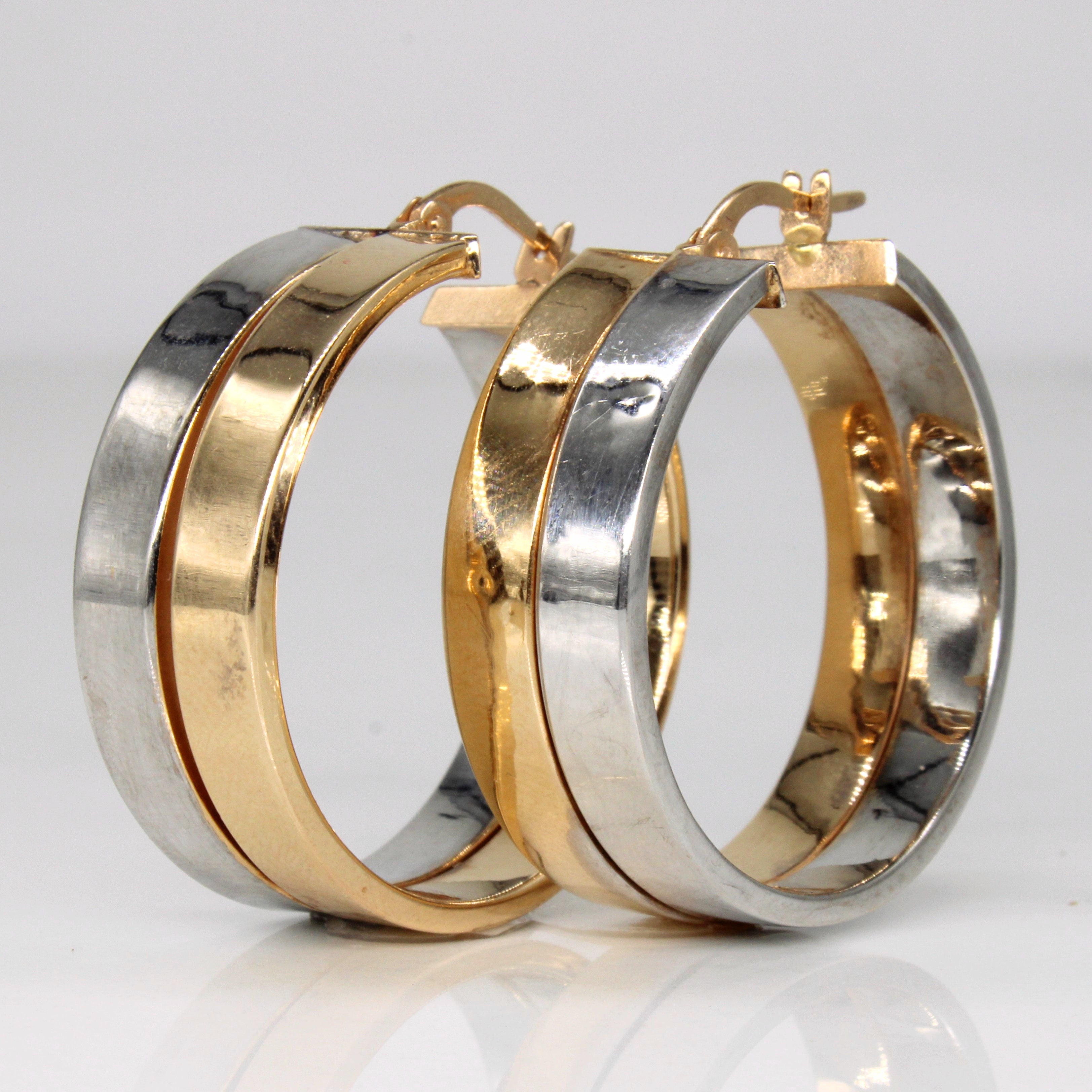 14k Two Tone Gold Large Hoop Earrings