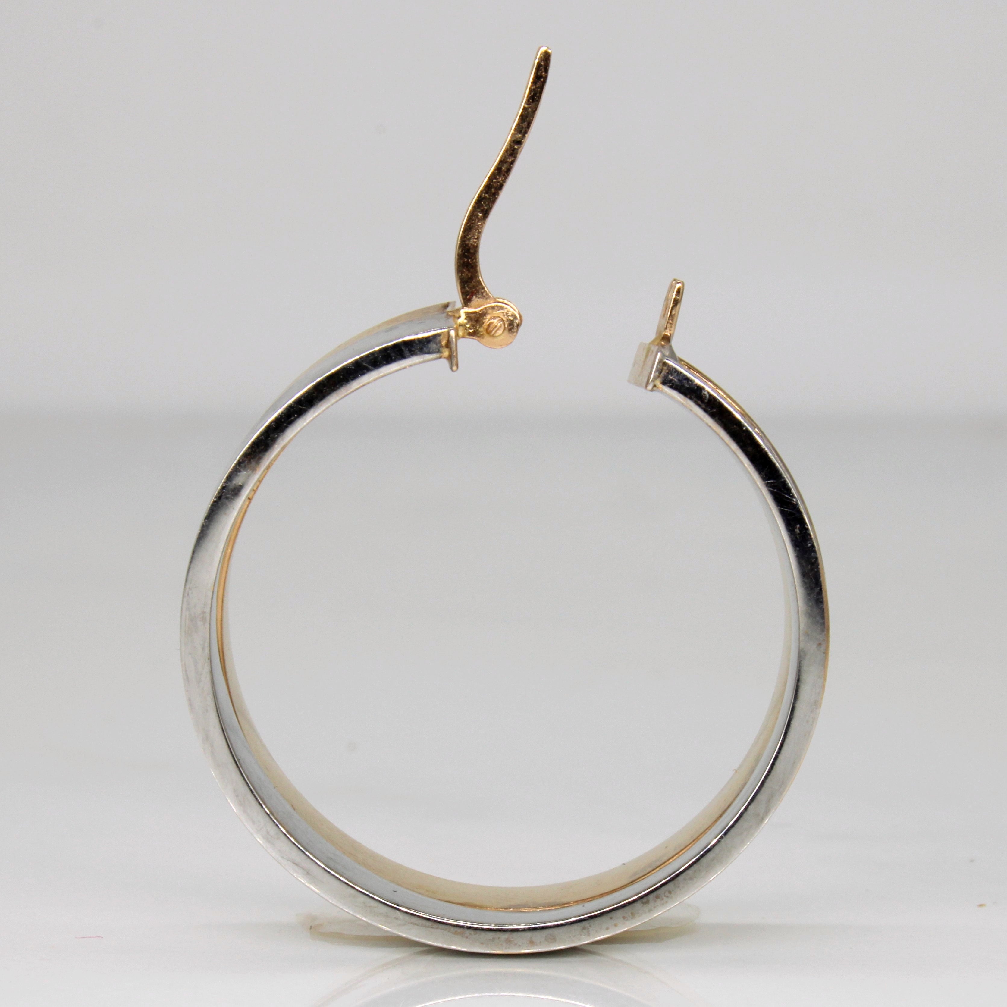 14k Two Tone Gold Large Hoop Earrings
