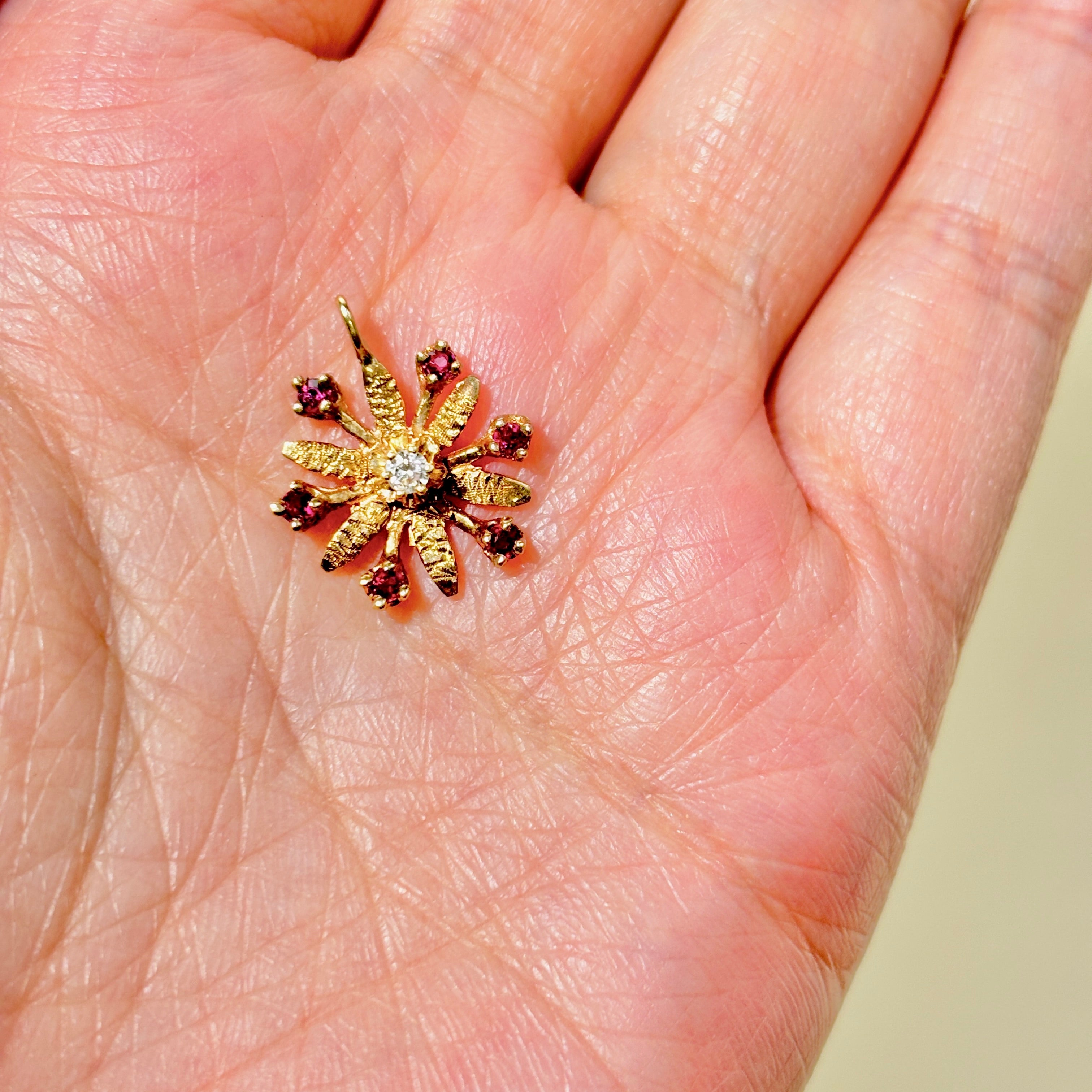 14K Yellow Gold Ruby & Diamond Pendant | 0.24ctw, 0.05ct |