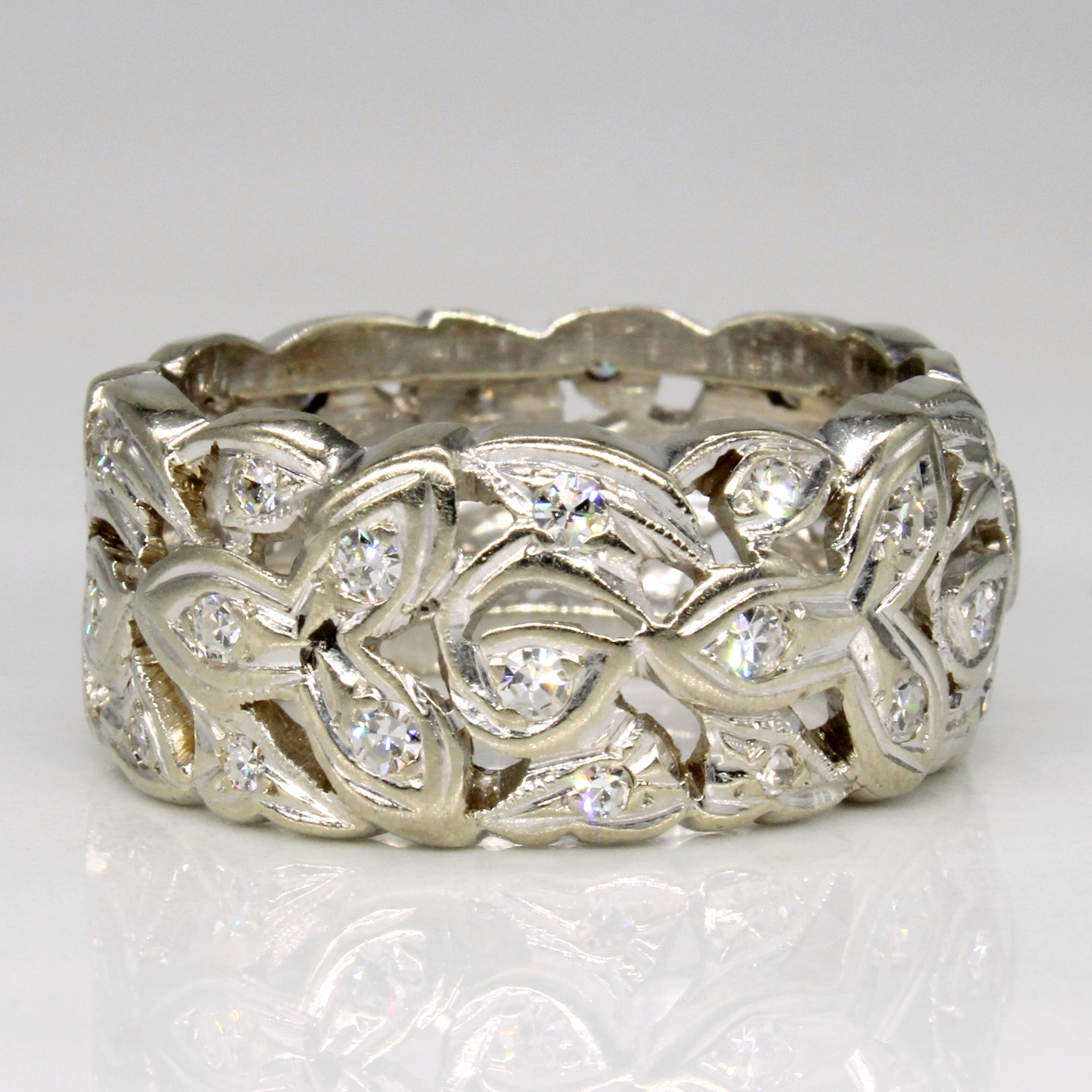 Vintage Leaf Design Diamond Ring | 0.58ctw | SZ 6.75 |