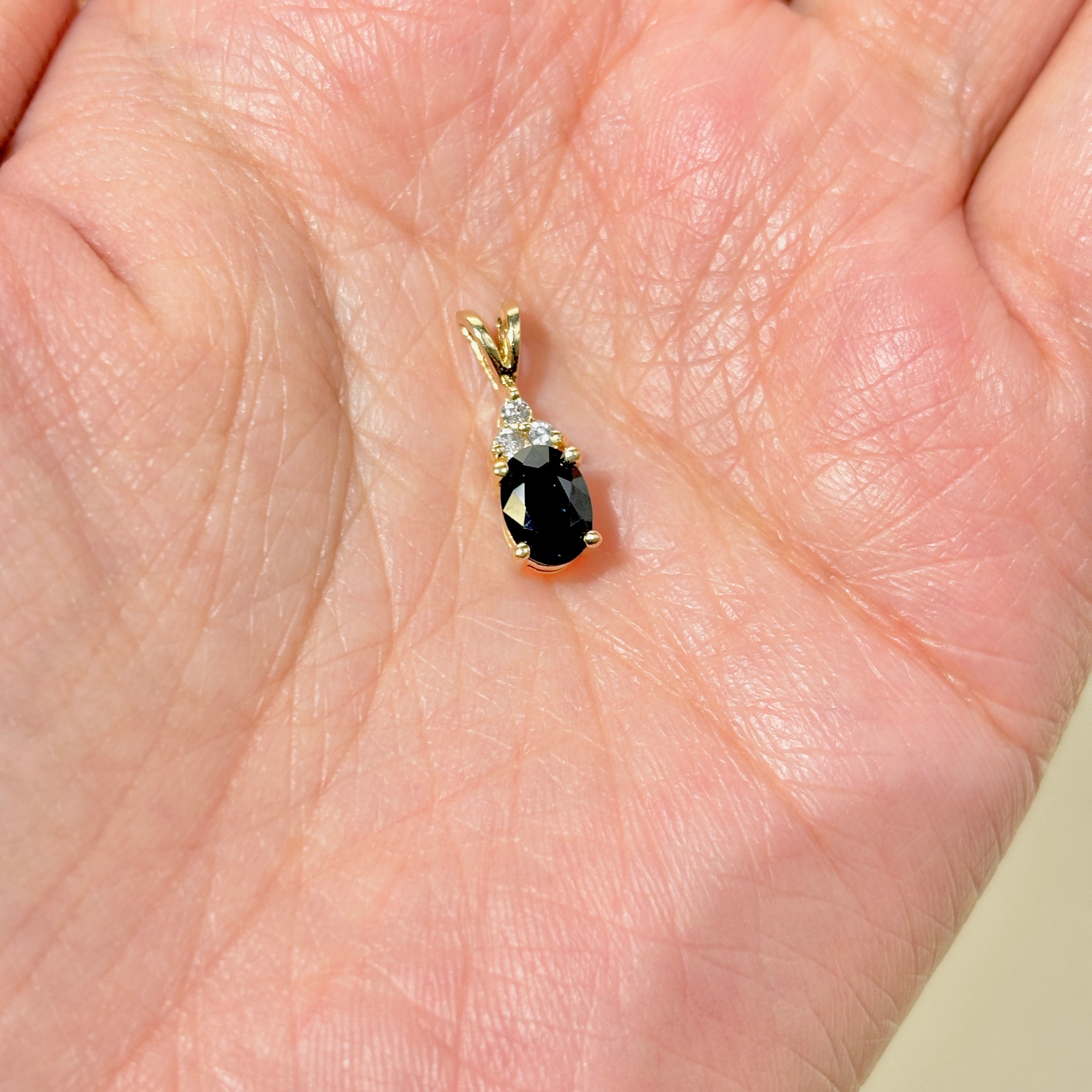 14K Yellow Gold Sapphire & Diamond Pendant | 0.95ct, 0.06ctw |