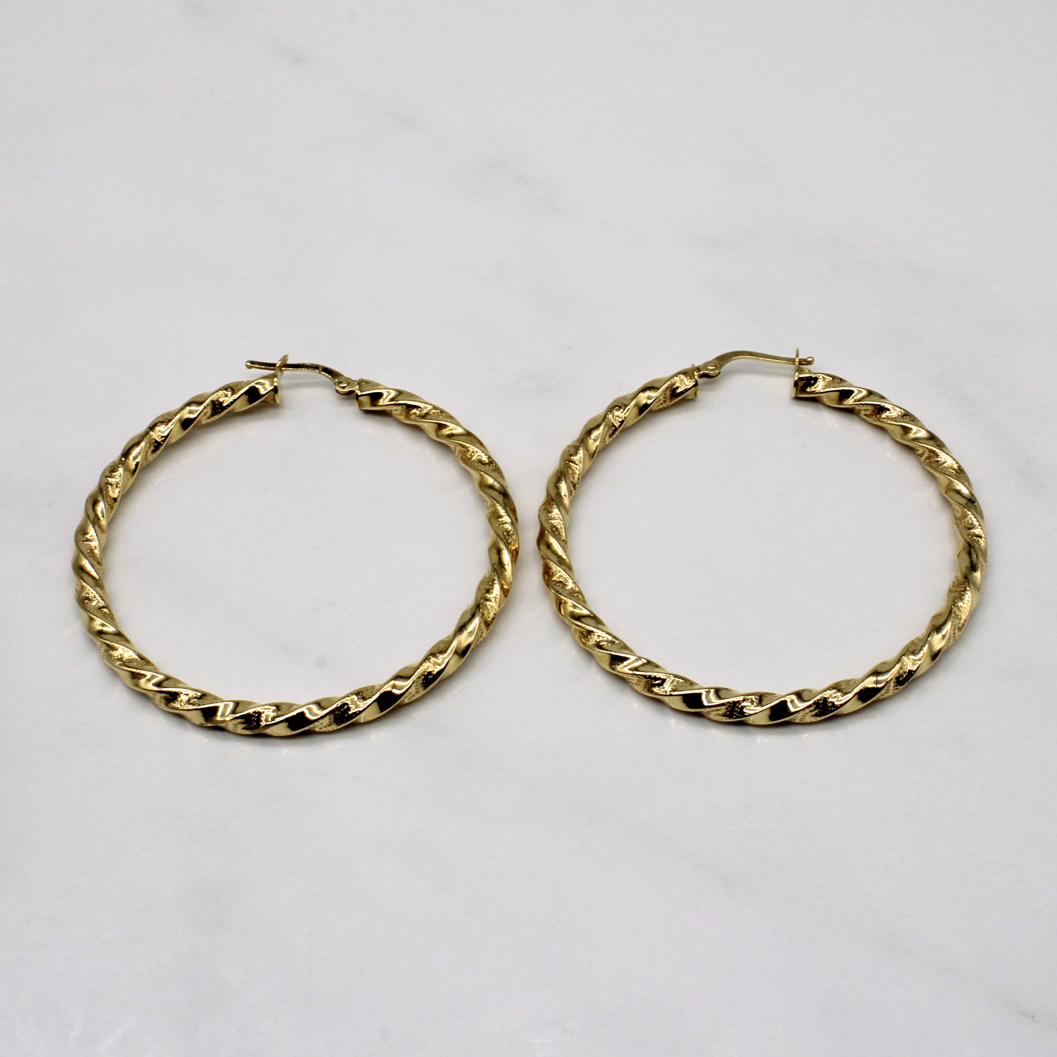 18k Yellow Gold Twisted Hoop Earrings
