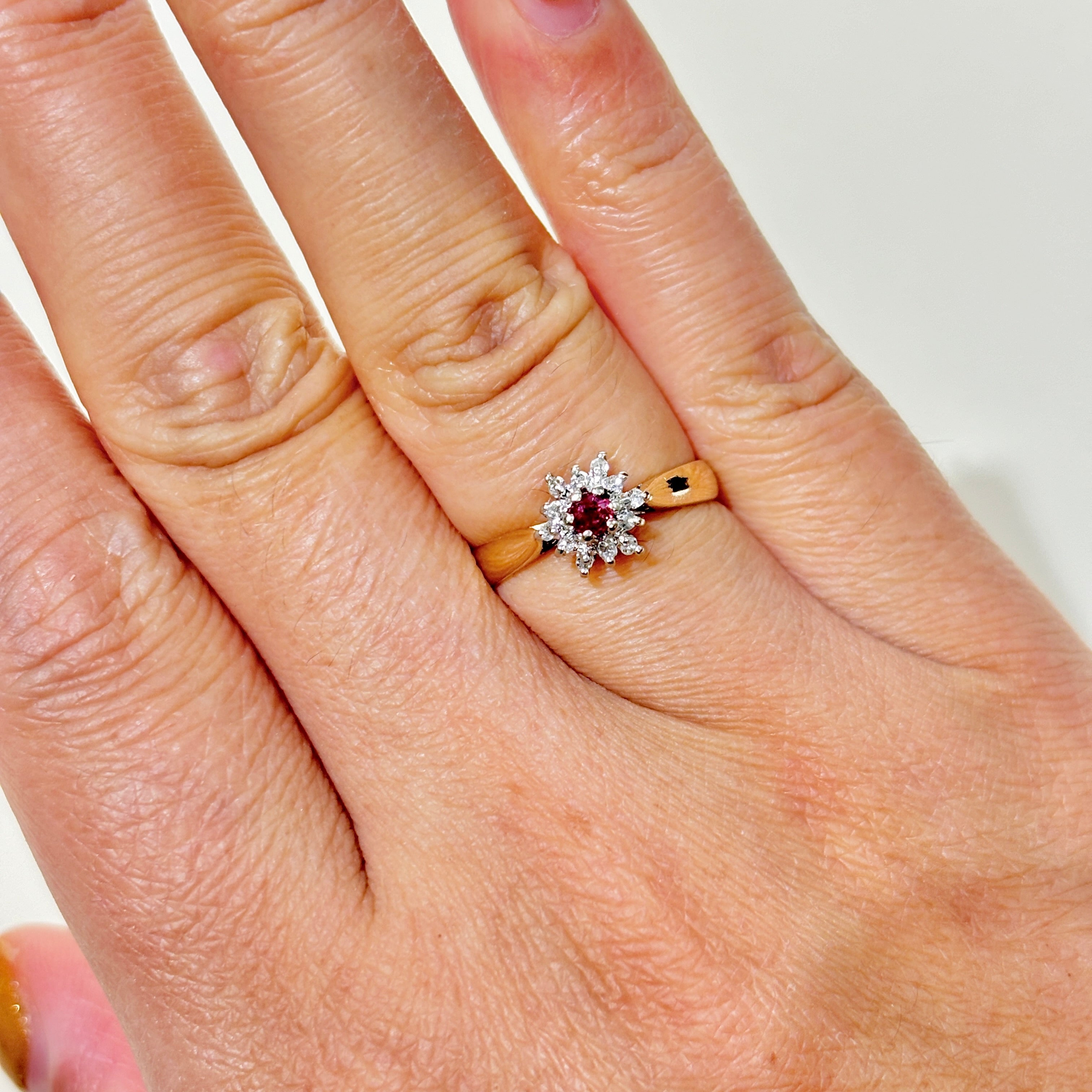 10K Yellow Gold Ruby & Diamond Ring | 0.10ct, 0.06ctw | SZ 6 |