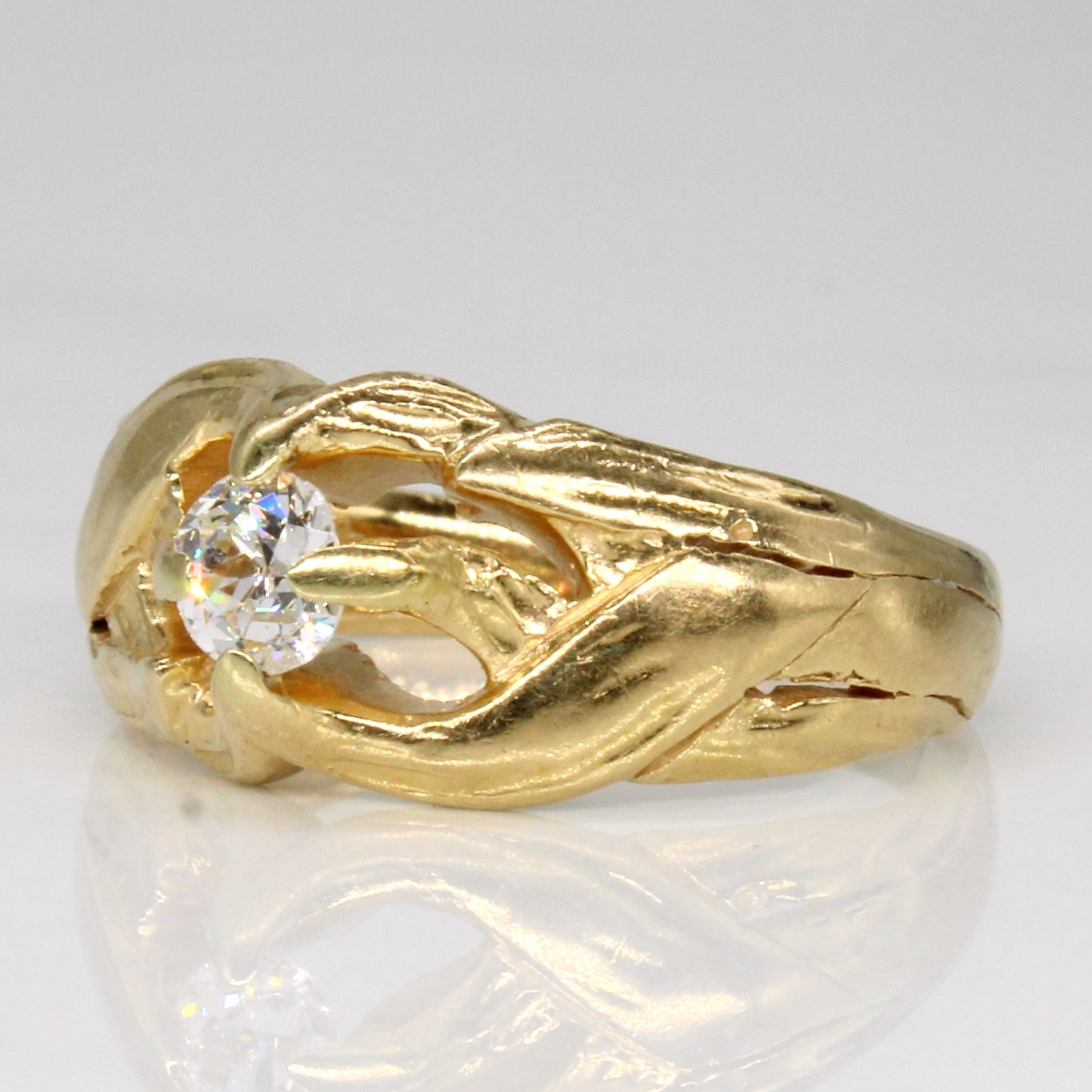 Old Mine Diamond Openwork 14k Ring | 0.24ct | SZ 6.75 |