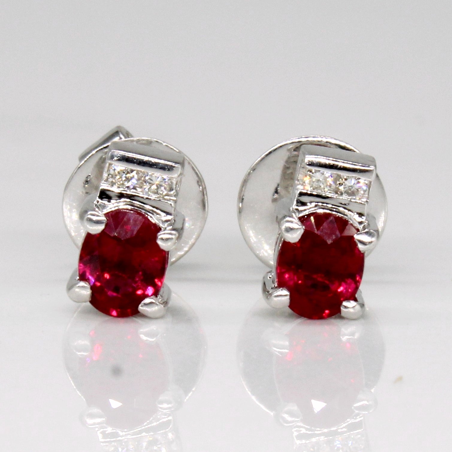 Ruby & Diamond 18k Earrings | 1.20ctw, 0.04ctw |