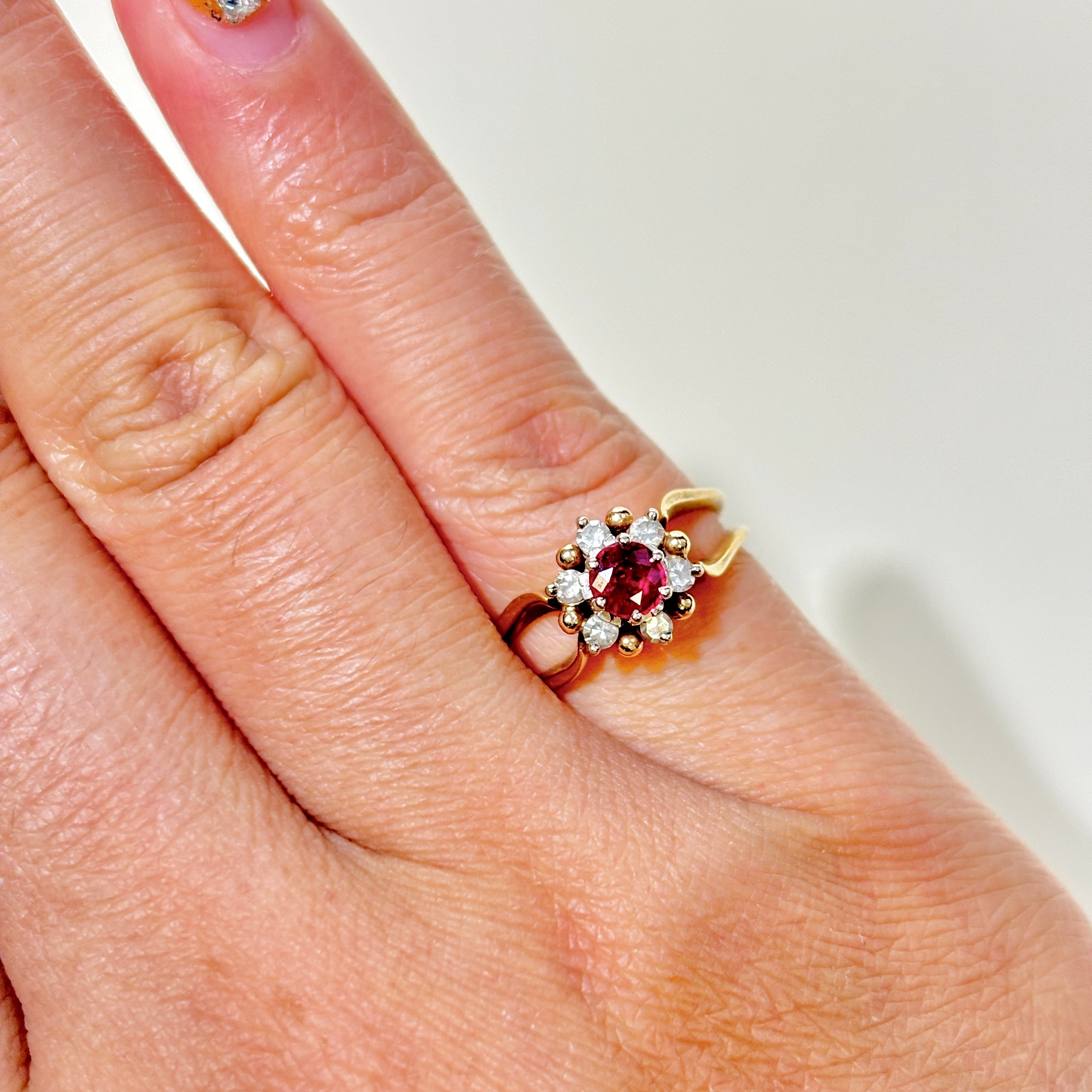 14K Yellow Gold Ruby & Diamond Ring | 0.40ctw, 0.18ctw | SZ 4