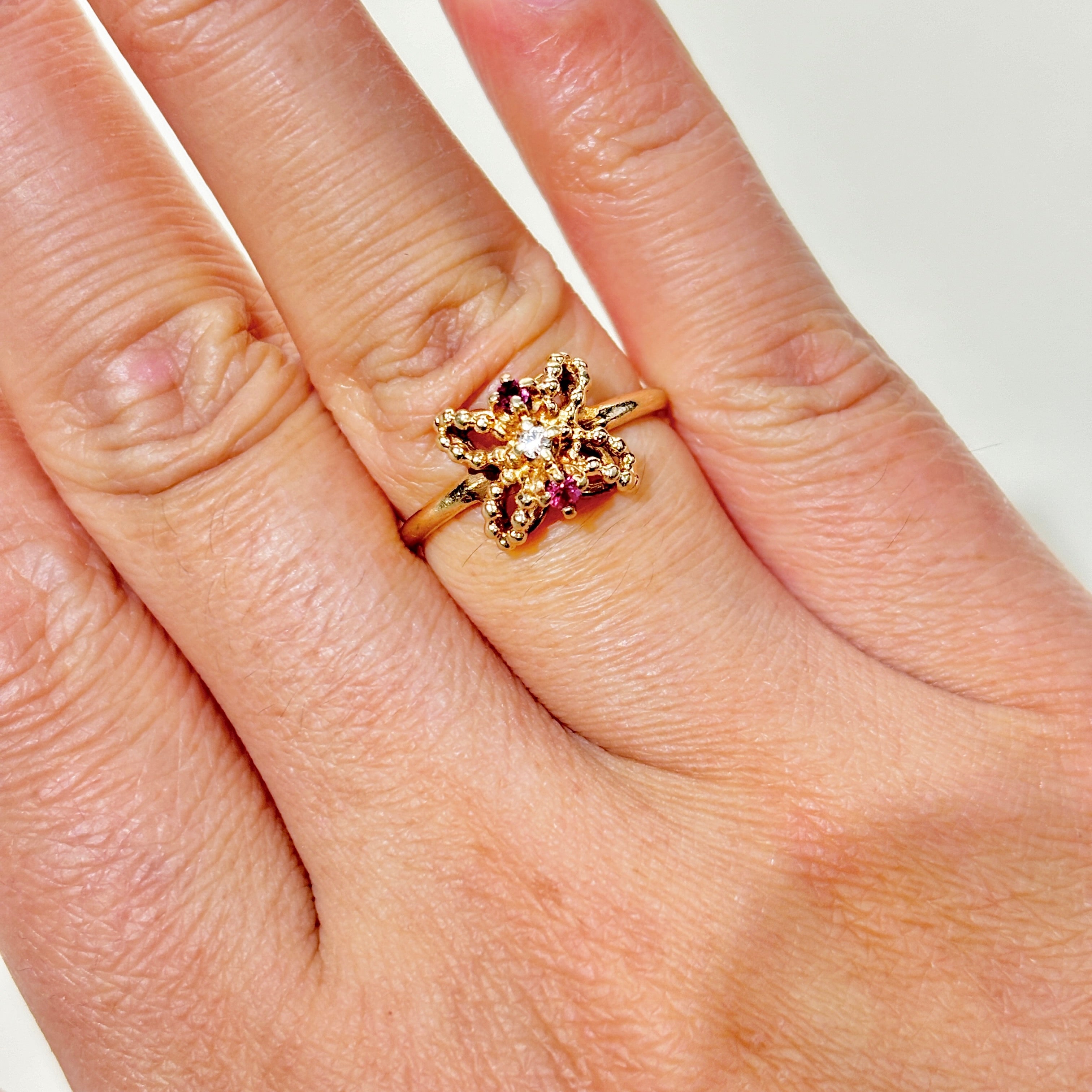 10K Yellow Gold Ruby & Diamond Ring | 0.08ctw, 0.03ctw | SZ 5.75 |