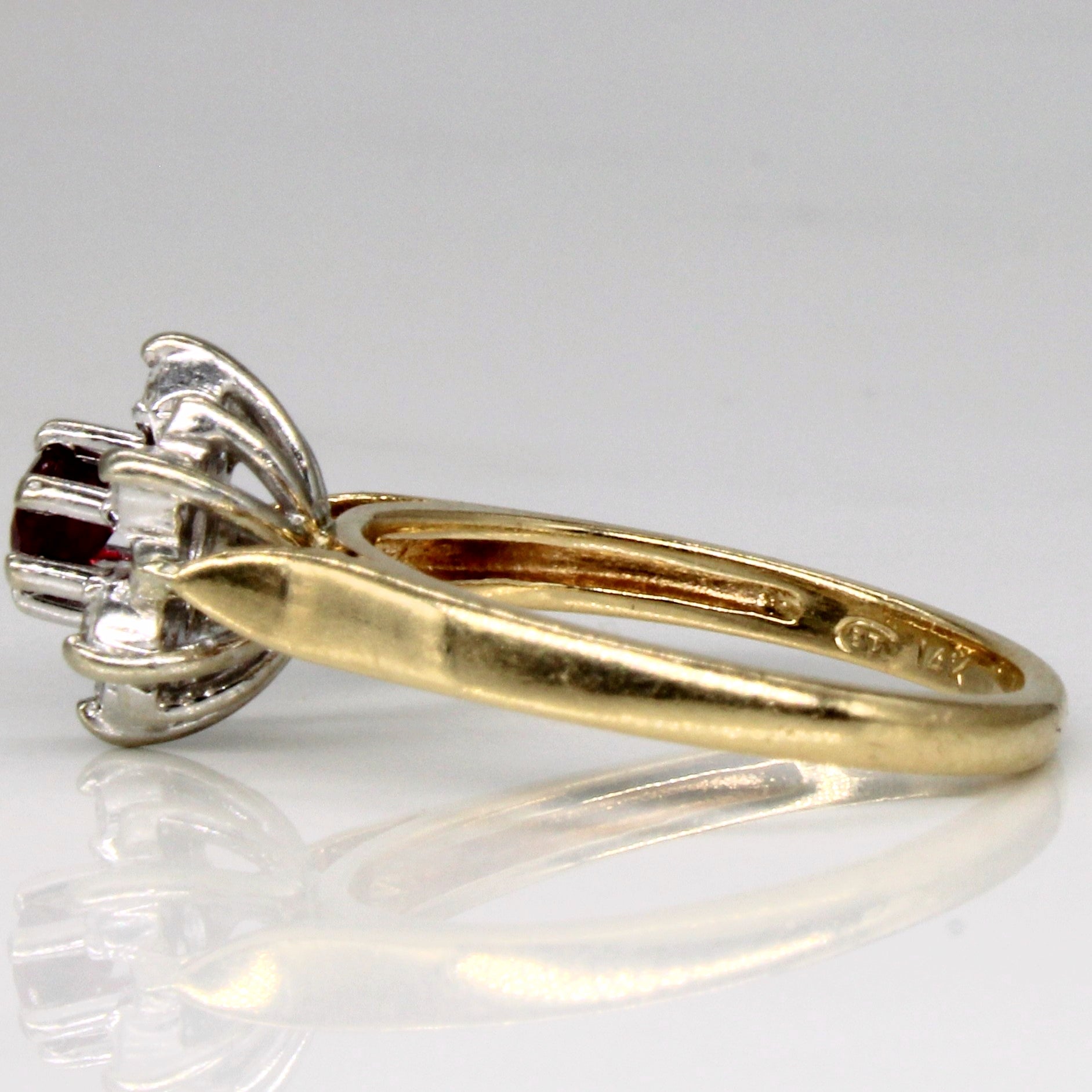 High Set Ruby & Diamond Ring | 0.22ct, 0.06ctw | SZ 6 |