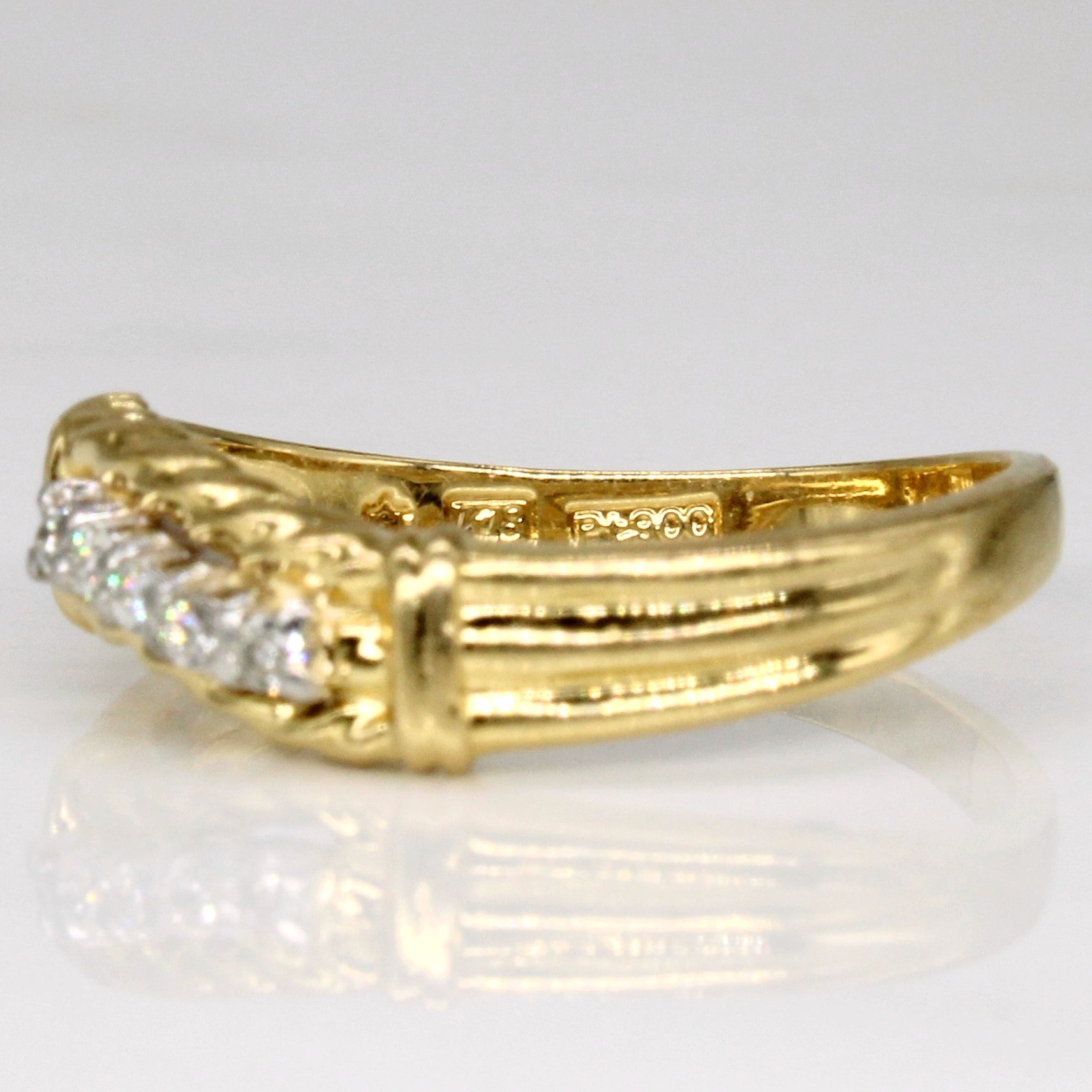 Bague en or 18 carats avec motif vague en corde et diamants | 0,05 ct | Taille 6 |