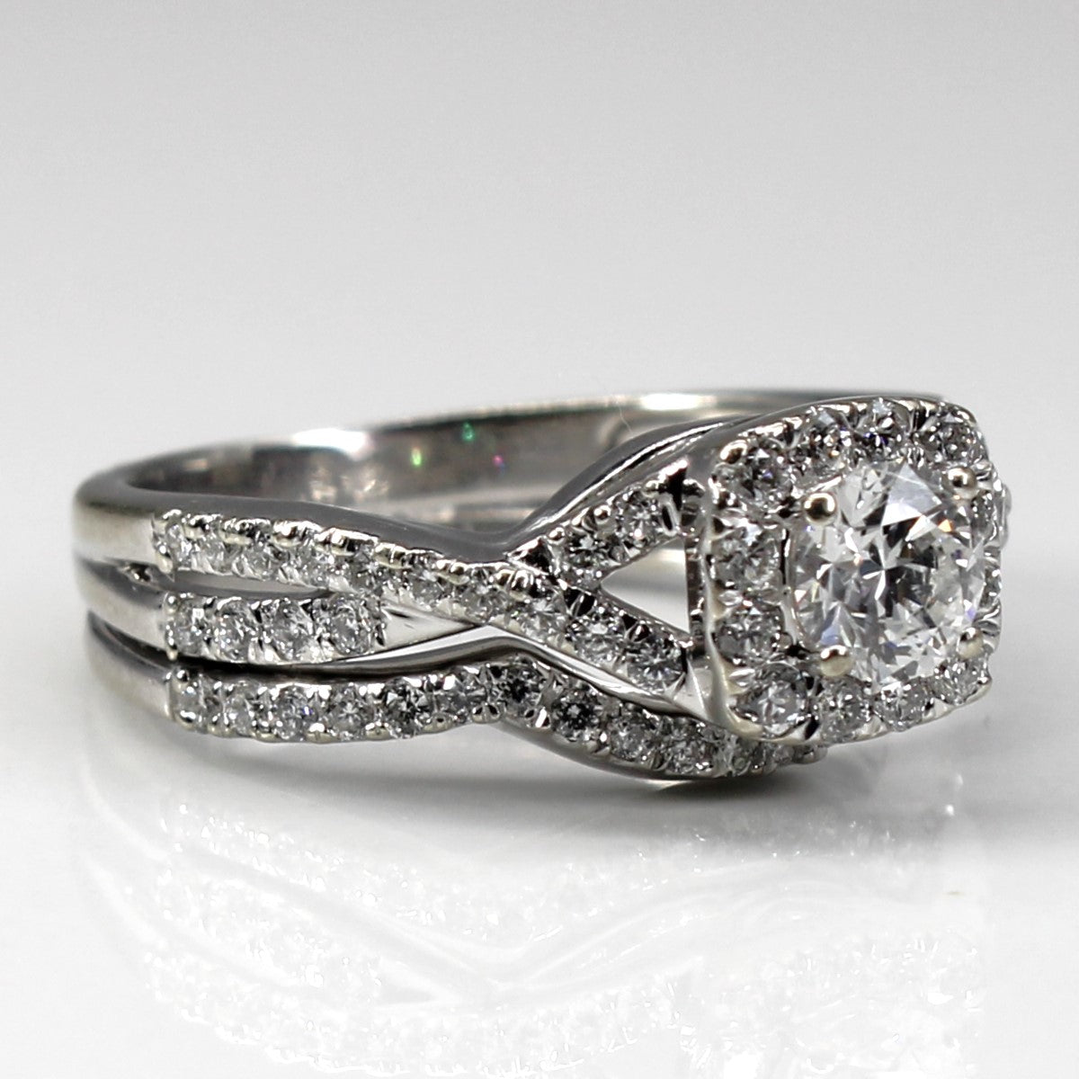 Halo Diamond Soldered Engagement Ring | 0.73ctw | SZ 4.75 |