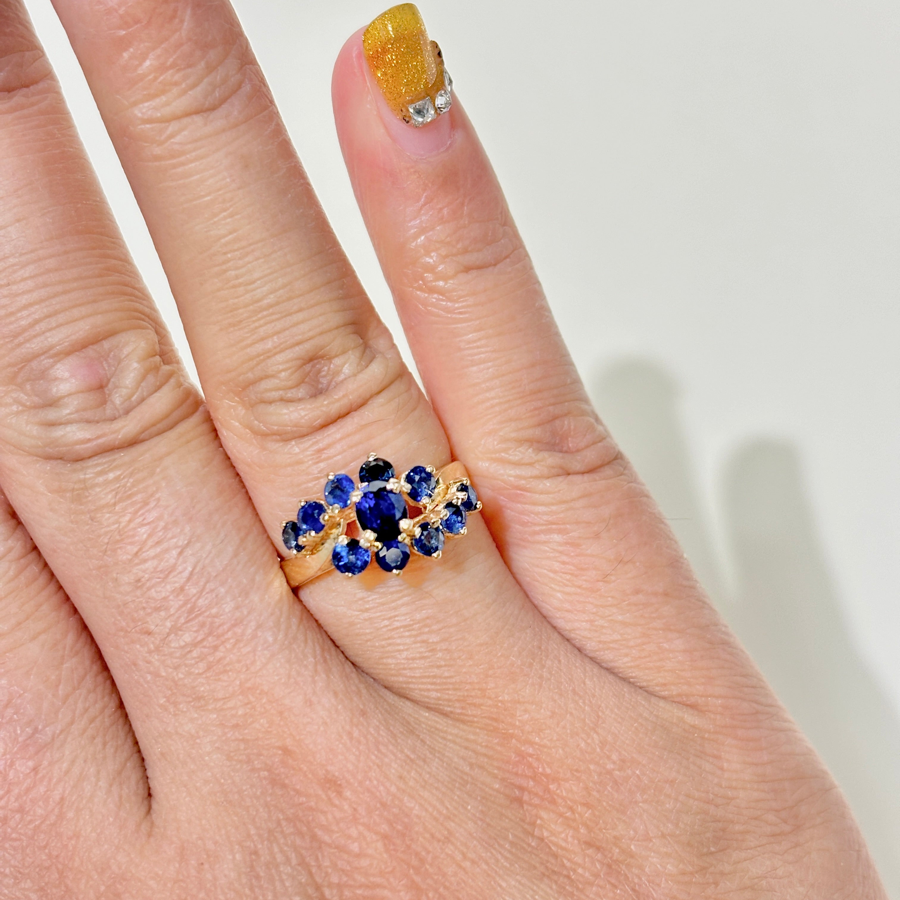 14K Yellow Gold Blue Sapphire Ring | 1.57ctw | SZ 6