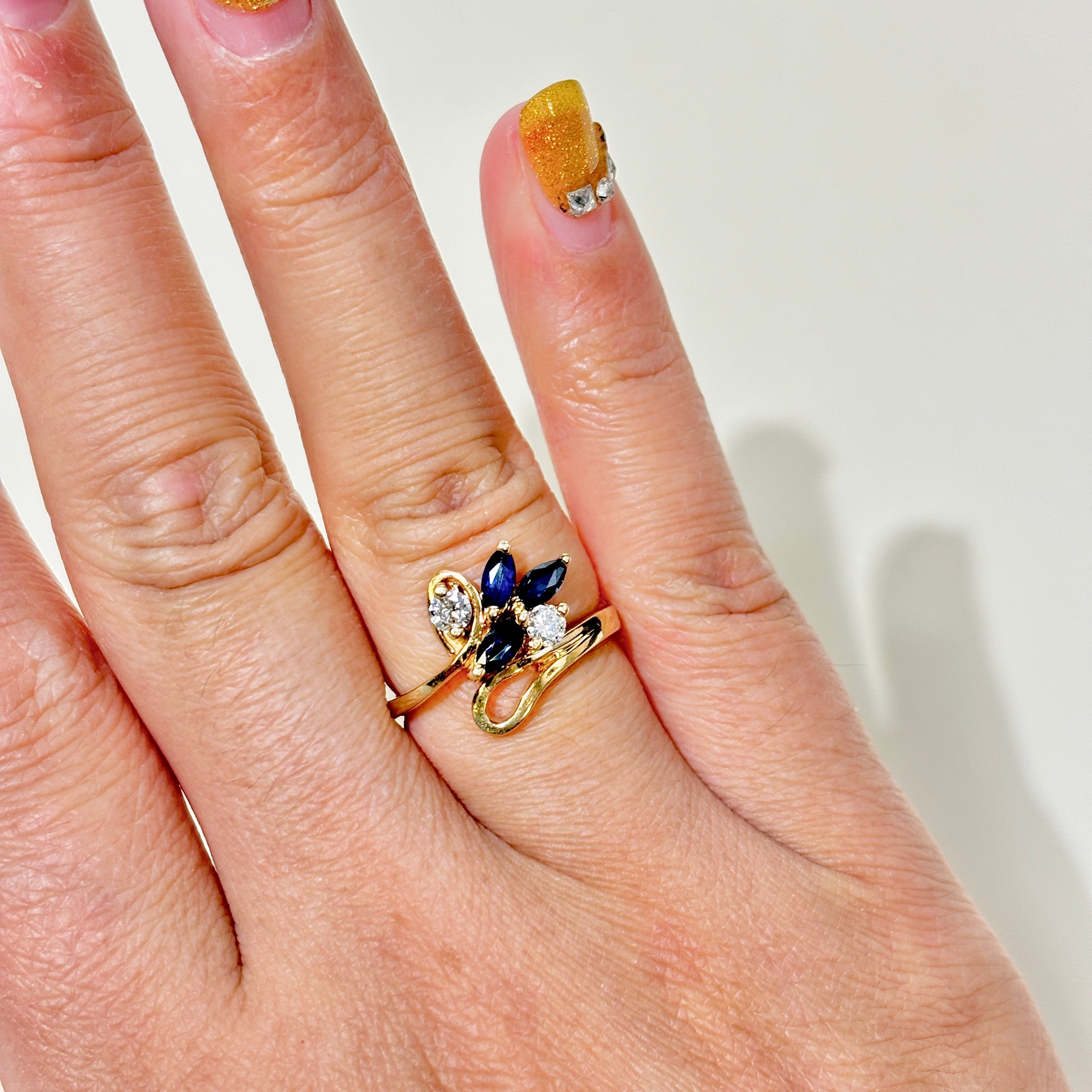 14K Yellow Gold Blue Sapphire & Diamond Ring | 0.54ctw, 0.20ctw | SZ 5.75 |