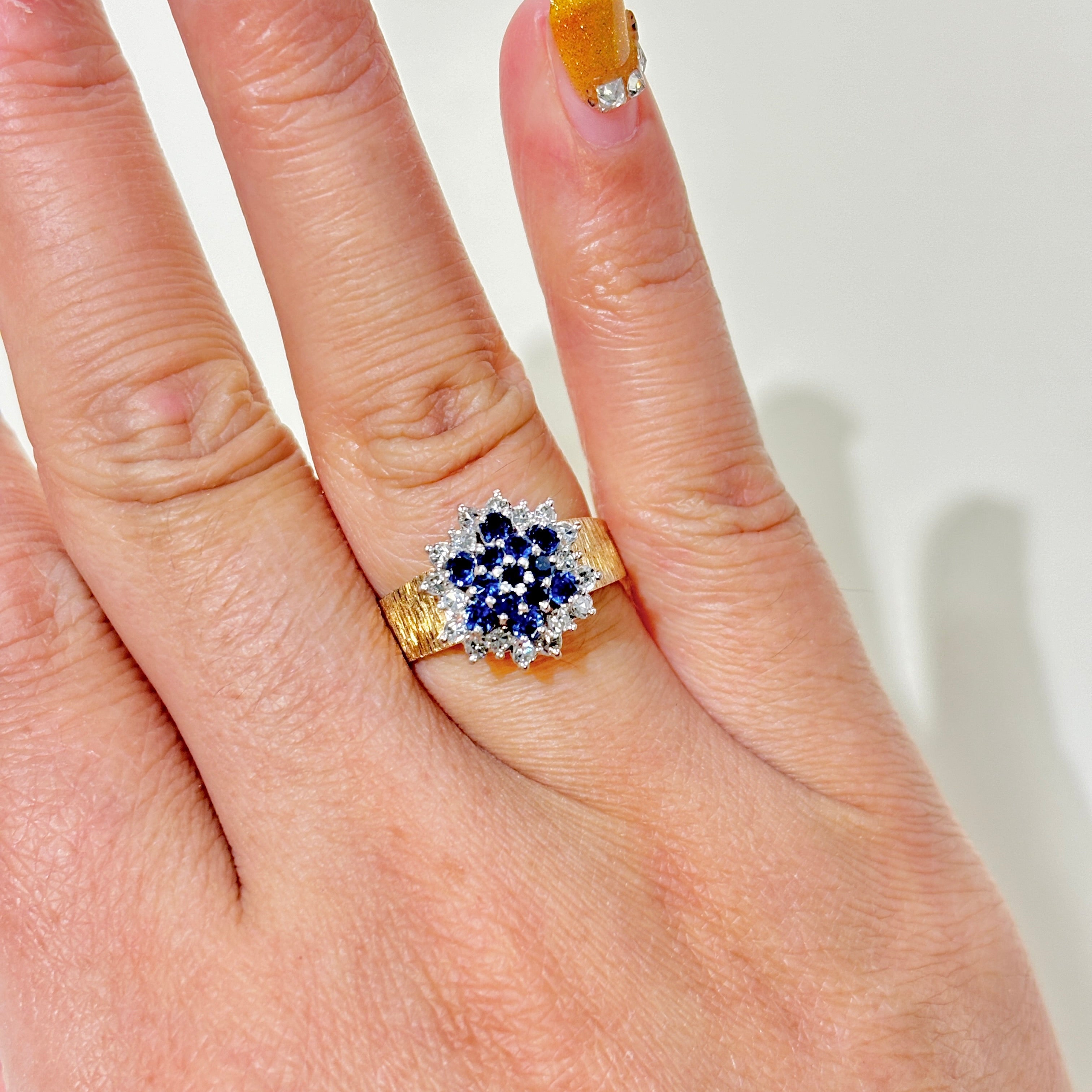 14K Yellow Gold Blue Sapphire & Diamond Ring | 0.52ctw, 0.54ctw | SZ 5.5 |